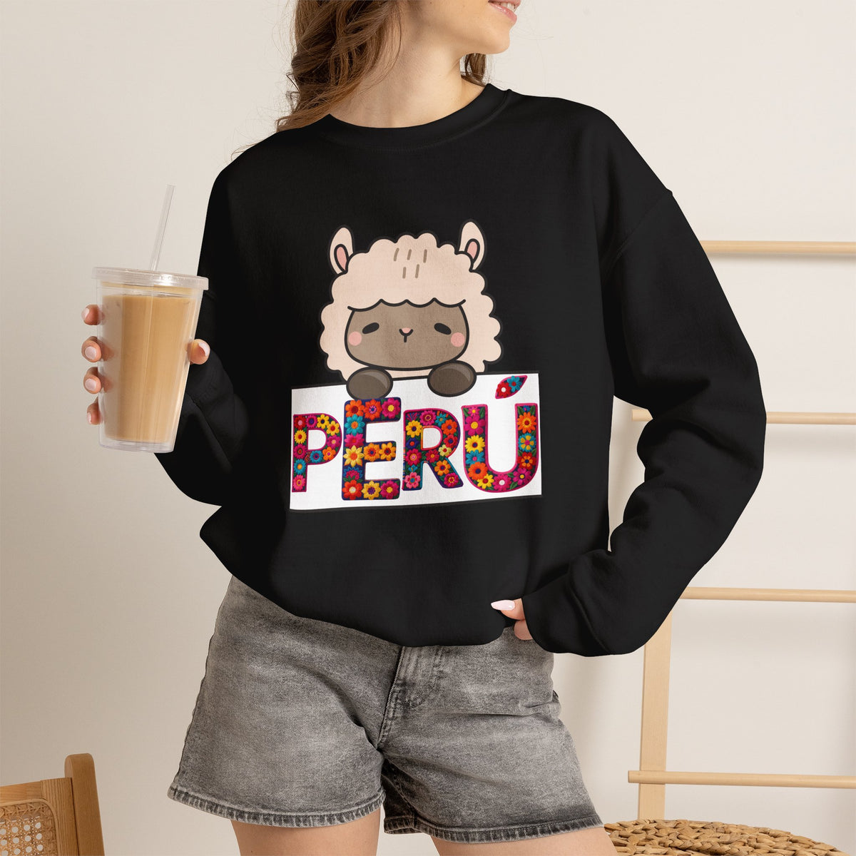 Best Cute Alpaca Peru Sweatshirt - Kawaii Floral Crewneck