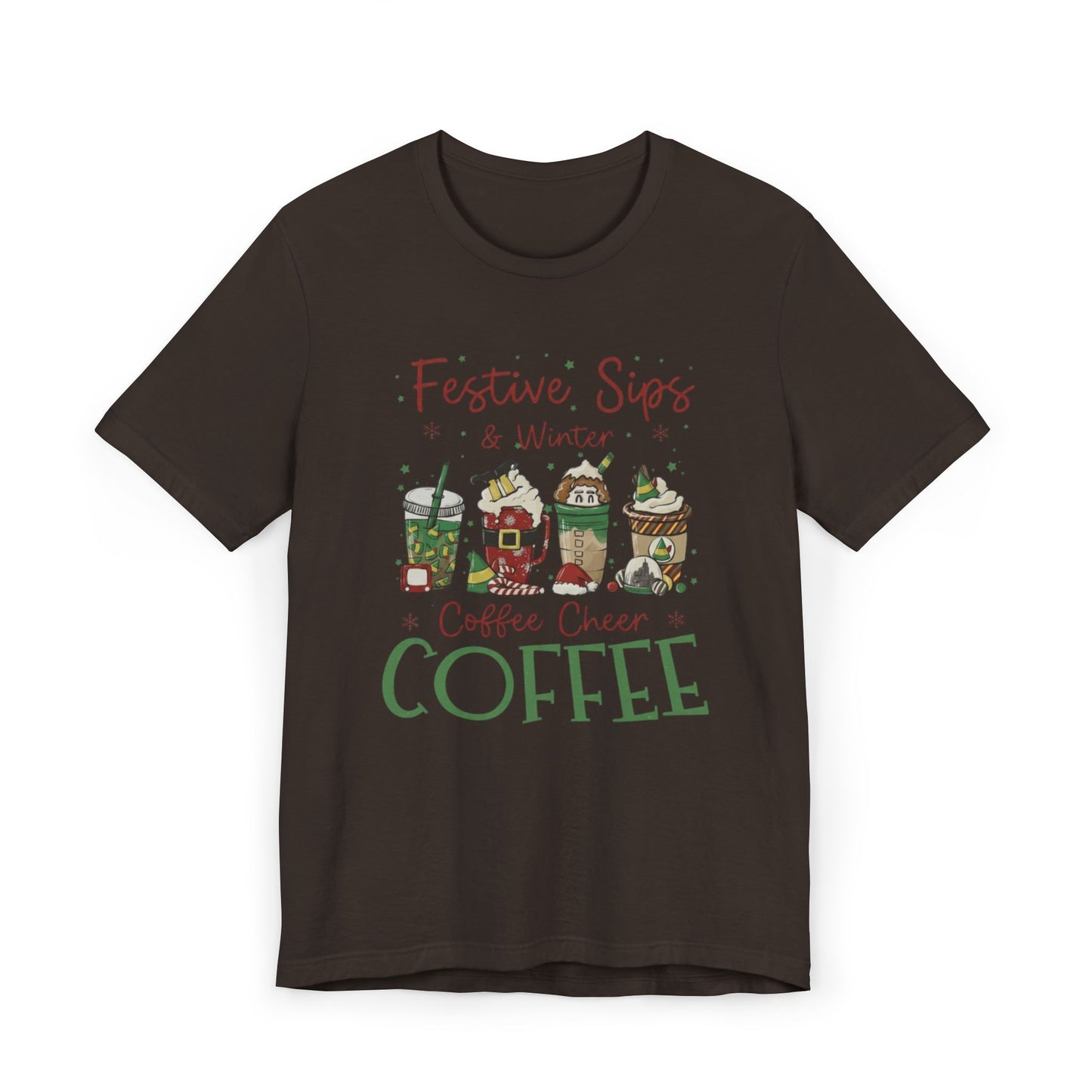 ❄️☕ Festive Sips & Winter Coffee Cheer T-Shirt USA | Holiday Coffee Tee