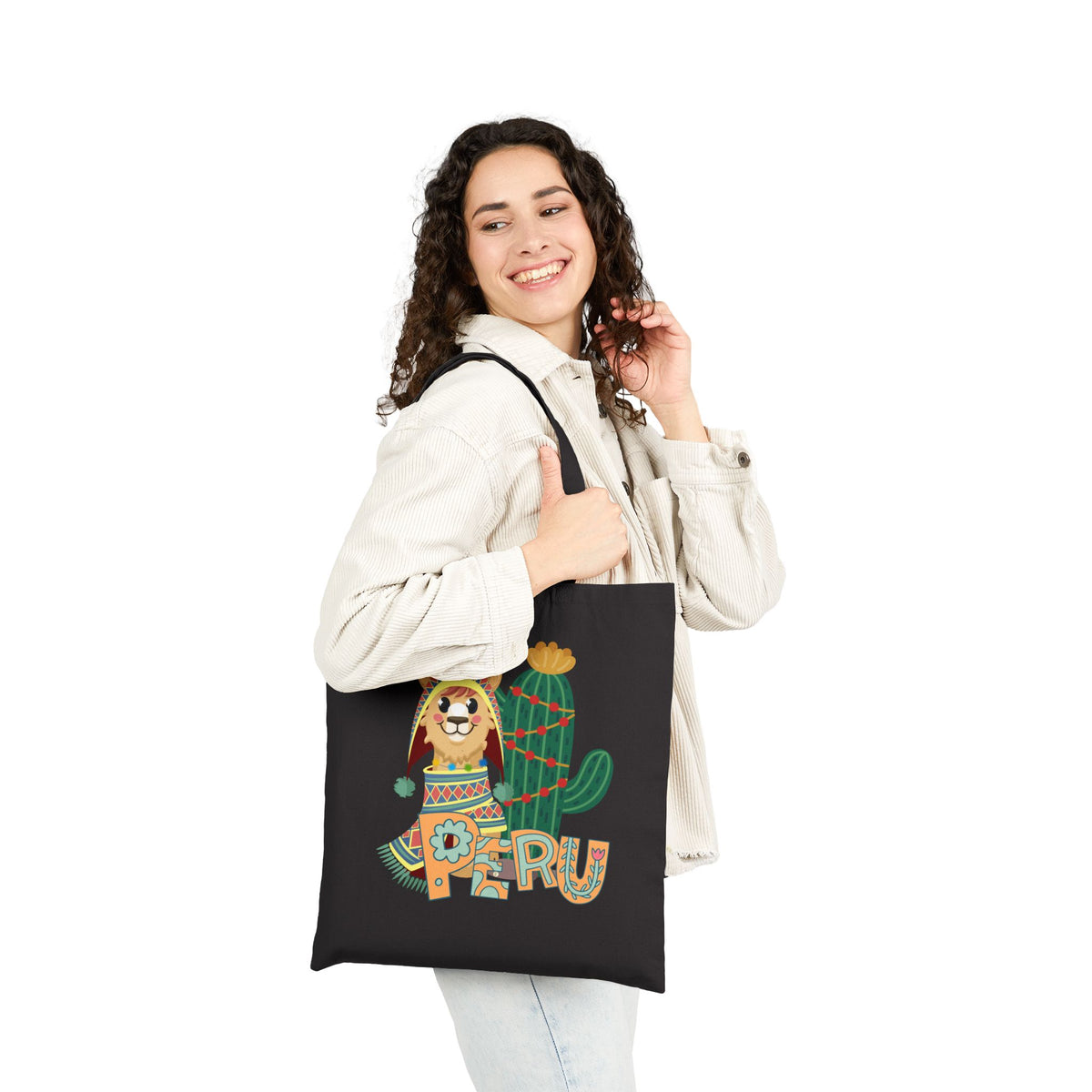 Best Peru Llama Cactus Canvas Tote Bag
