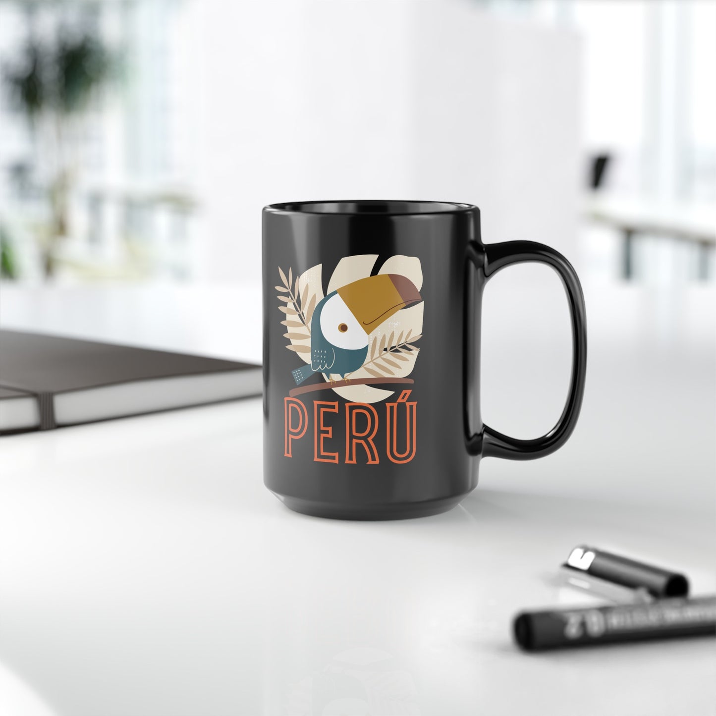 Best Peruvian Coffee Black Mug (11oz, 15oz) "Peru Rainforest"