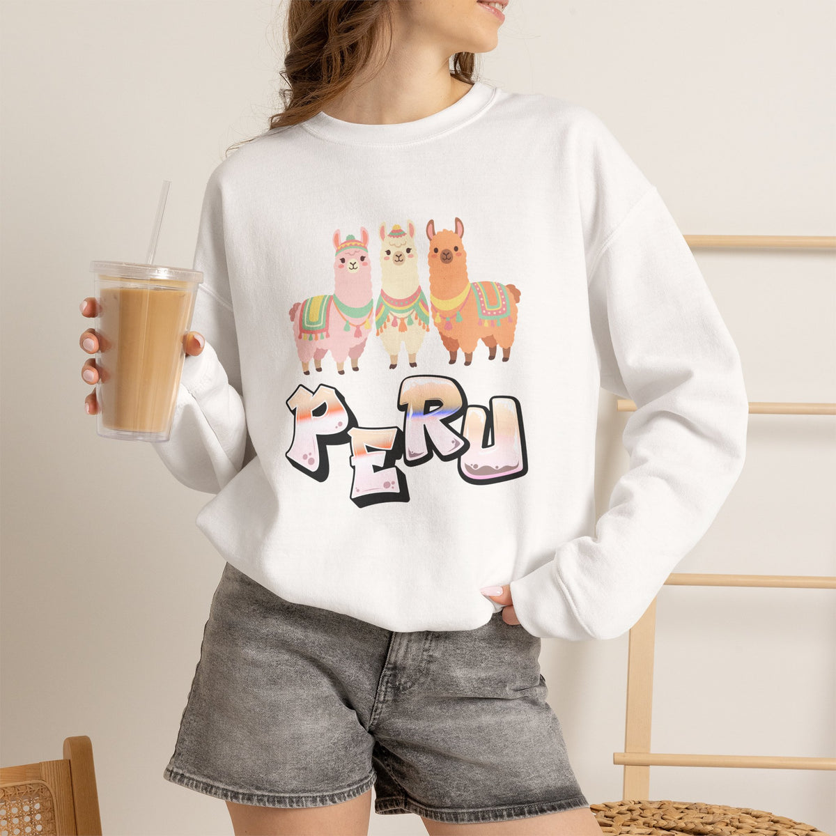 Best Pastel Llama Peru Sweatshirt - Cute Llamas Crewneck