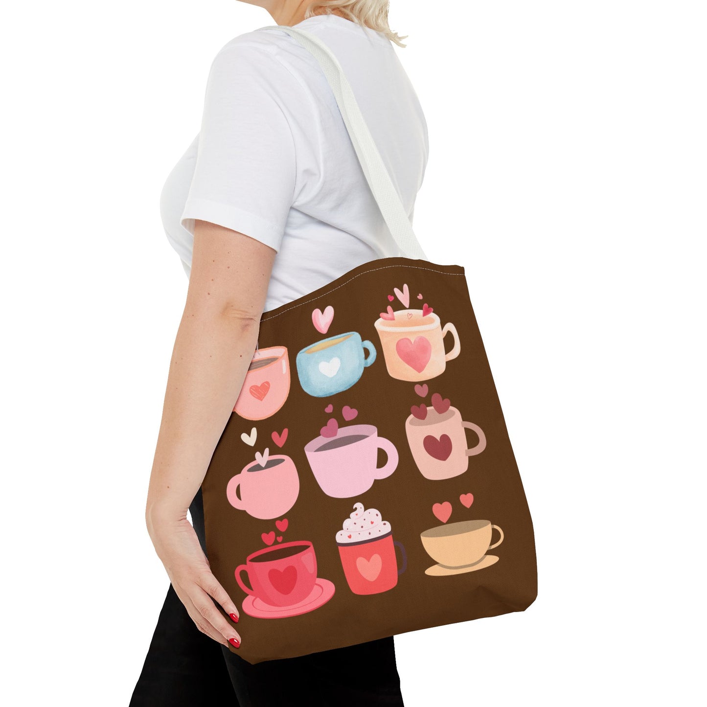 Best Coffee Tote Bag "Coffee Mugs Heart"