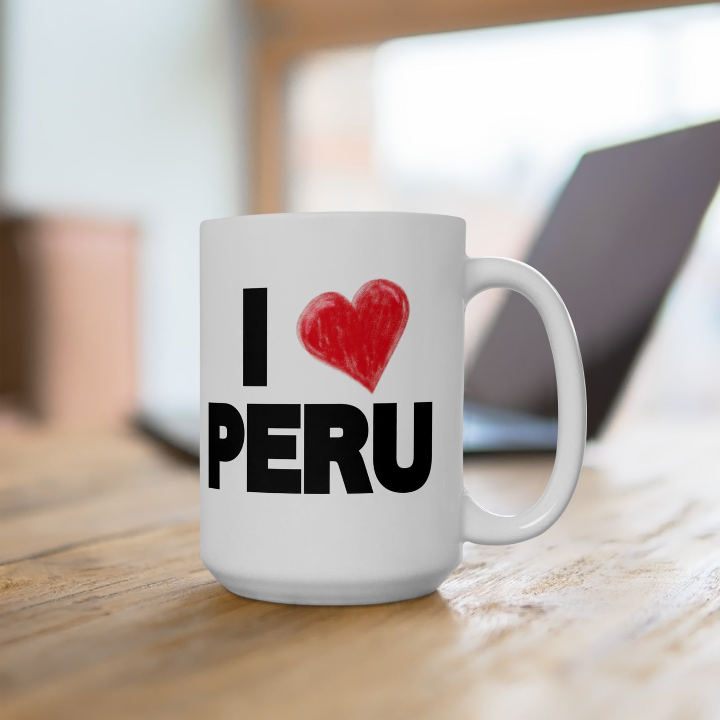 Best Peruvian Ceramic Coffee Mug, (11oz, 15oz) "I Love Peru"