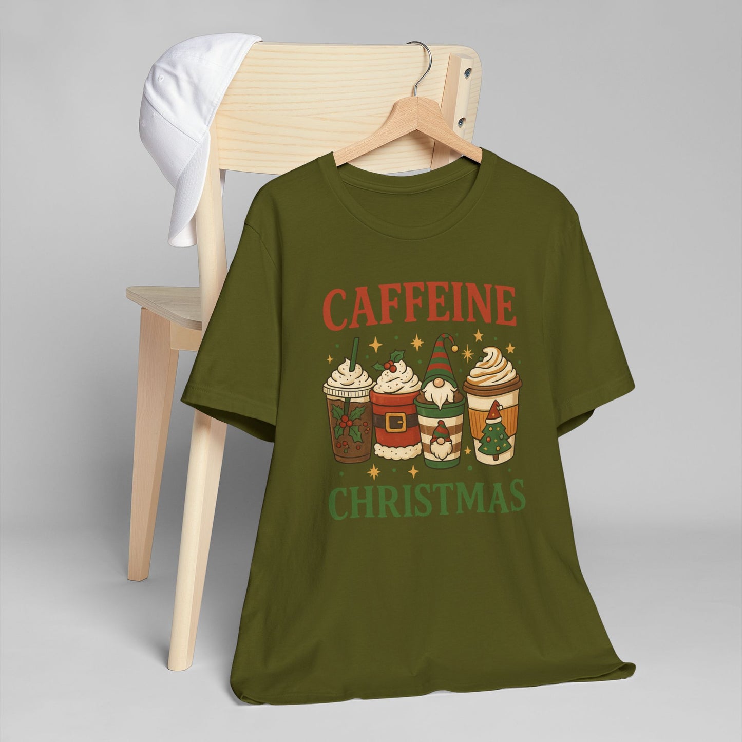 🎄 Caffeine Christmas Unisex T-Shirt USA | Holiday Coffee Tee