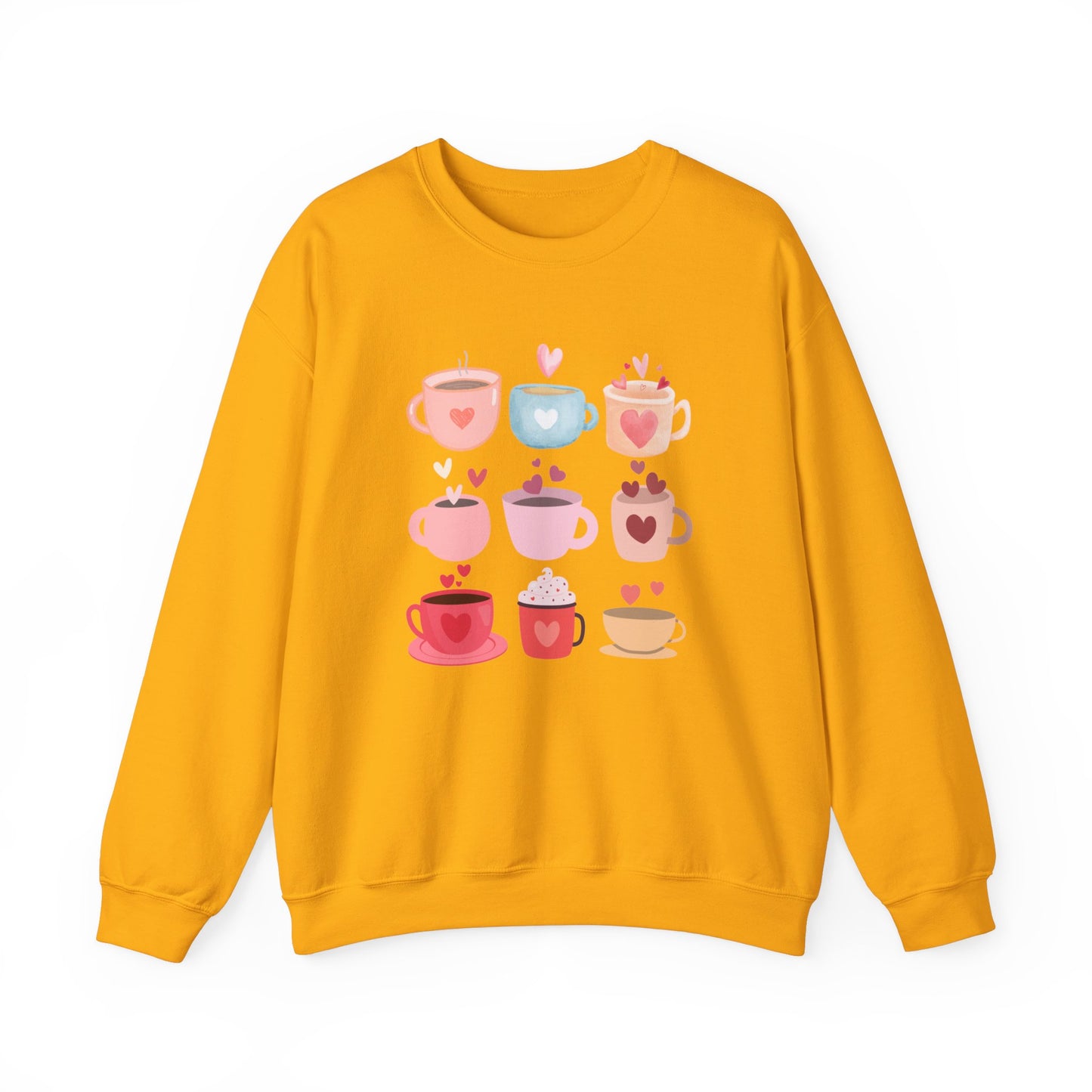 Best Unisex Coffee Sweatshirt "Coffee Mugs Hearts"