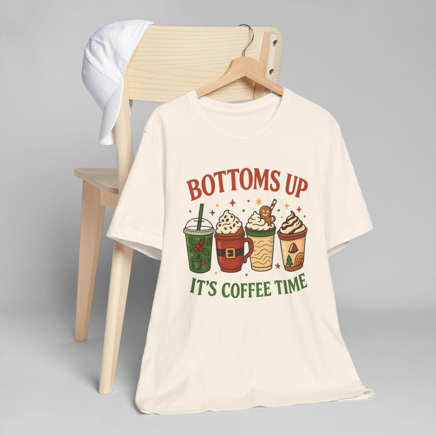 ☕ Bottoms Up It’s Coffee Time Unisex T-Shirt USA | Coffee Lovers Tee