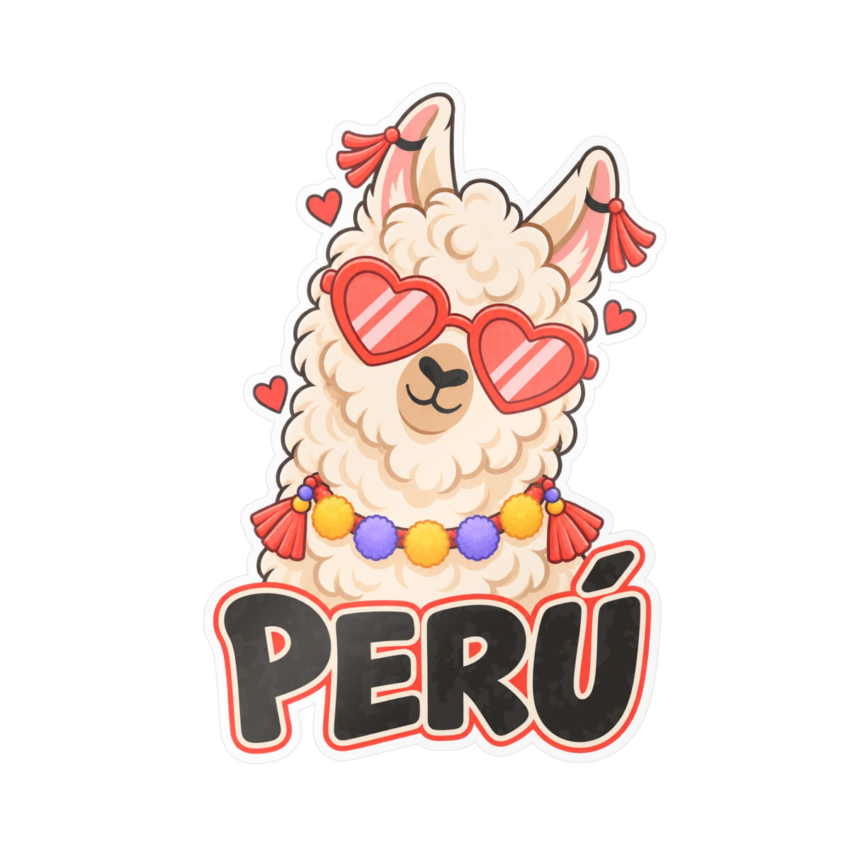 Best Cool Llama Peru Sticker - Heart Sunglasses Llama Decal