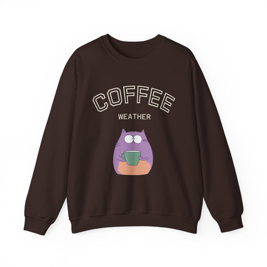 🐾☕ Coffee Weather Cat Sweatshirt USA | Eco-Friendly Unisex Coffee Sweater