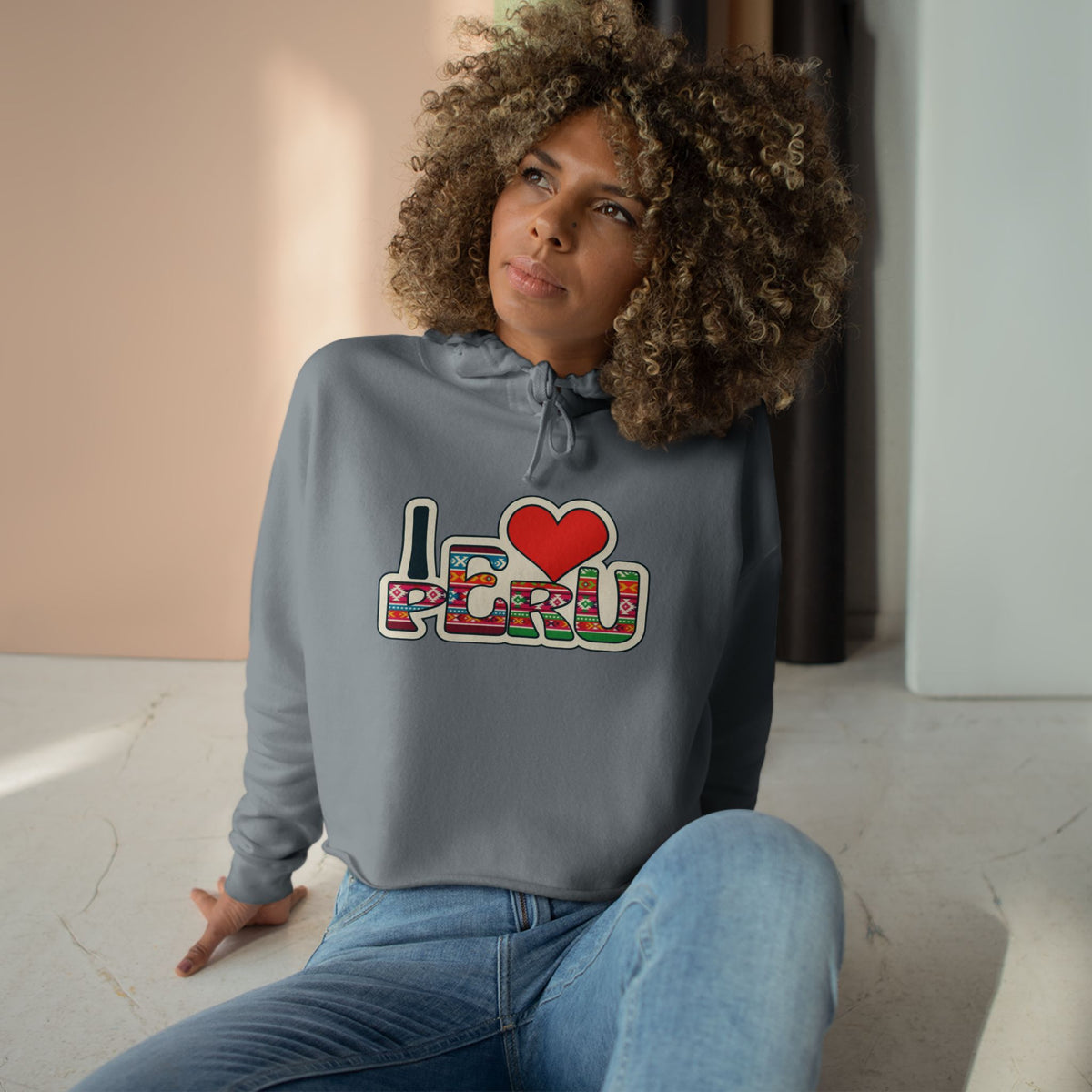 Best Andean Textile Peru Crop Hoodie - I Love Peru Gift