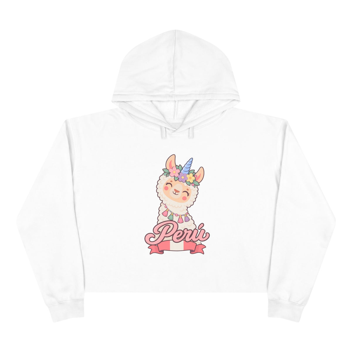 Best Unicorn Llama Peru Crop Hoodie - Cute Llamacorn Gift