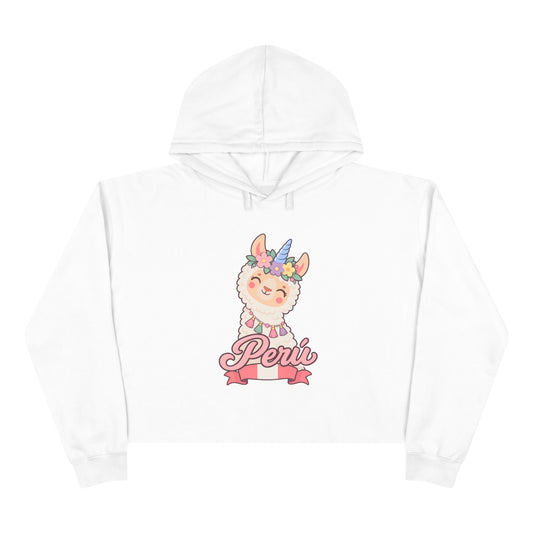 Best Unicorn Llama Peru Crop Hoodie - Cute Llamacorn Gift