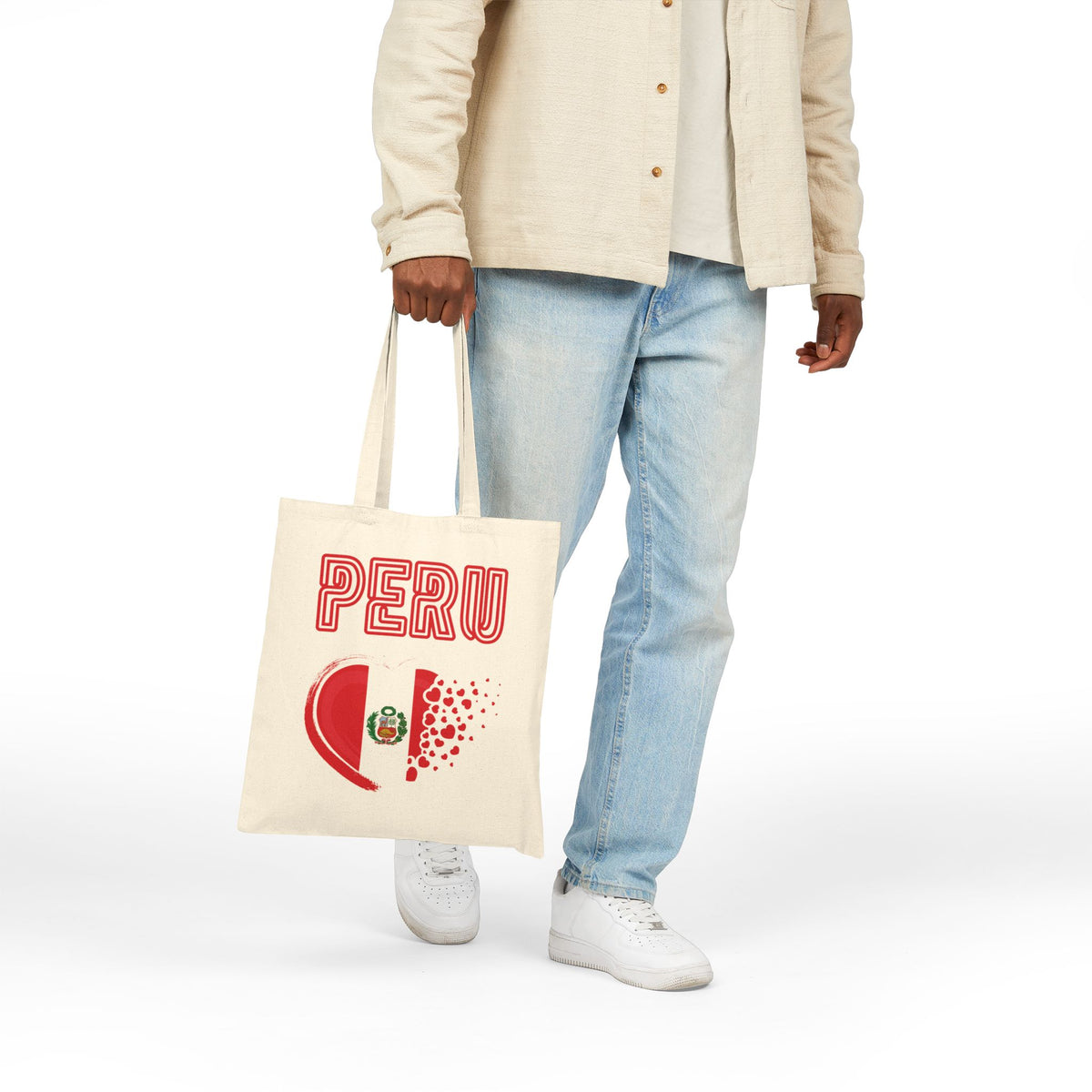 Best Peru Heart Flag Canvas Tote Bag