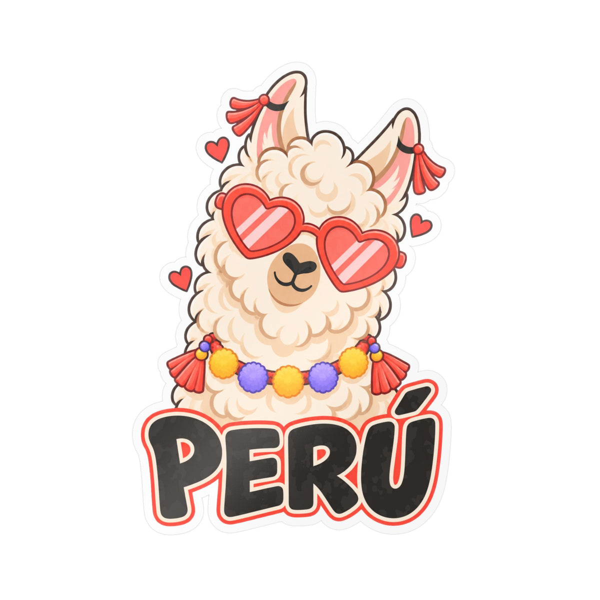 Best Cool Llama Peru Sticker - Heart Sunglasses Llama Decal
