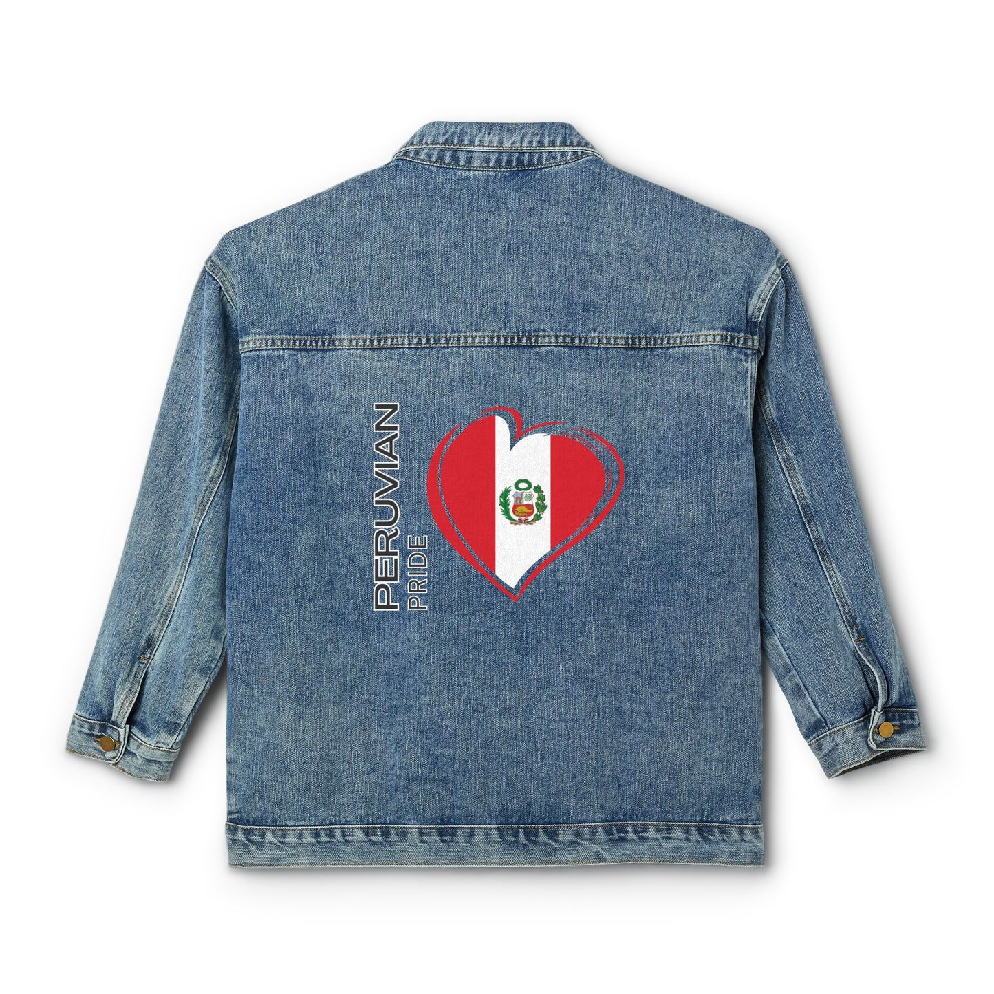 Peruvian Women's Denim Jacket "Peru Heart Flag"