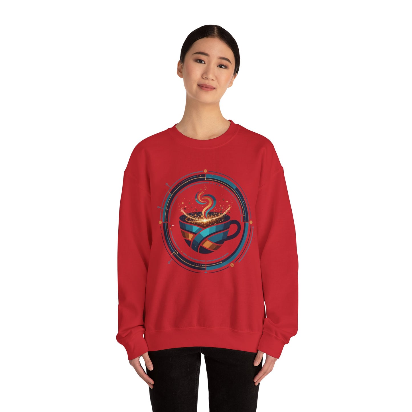 🔵☕ Futuristic Coffee Cup Sweatshirt USA | Eco-Friendly Unisex Coffee Sweater