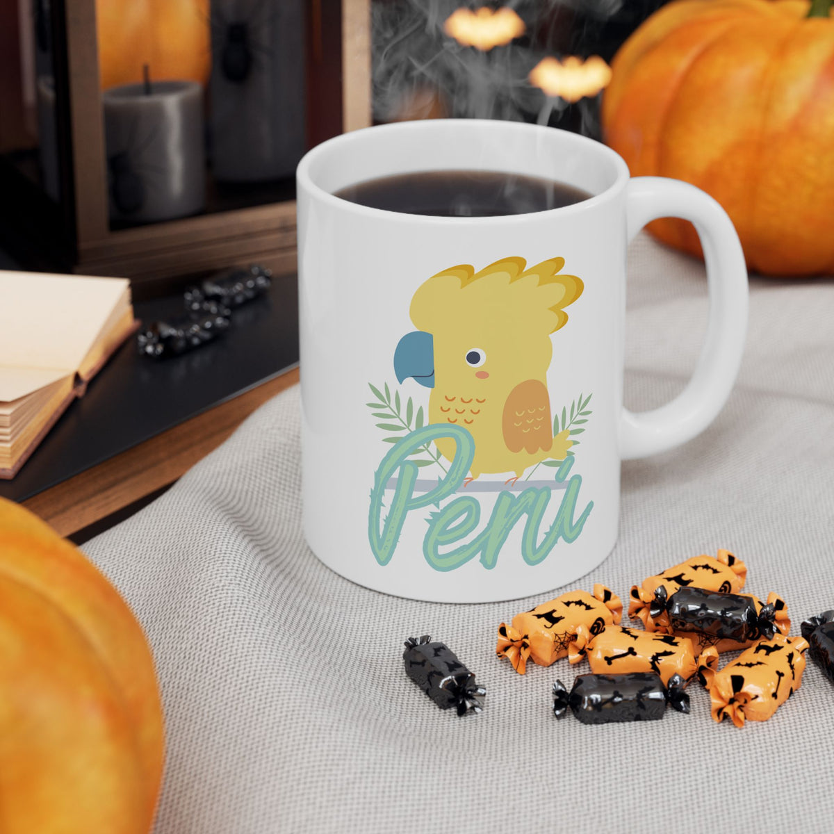 Best Peruvian Ceramic Coffee Mug "Gallito de las Rocas"