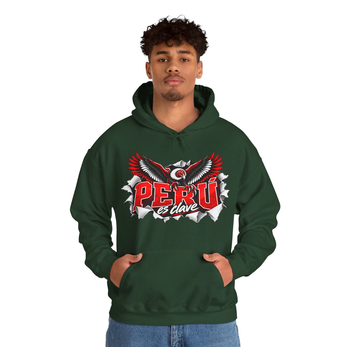 Best Perú es Clave Condor Hoodie - Red & White Peru Gift