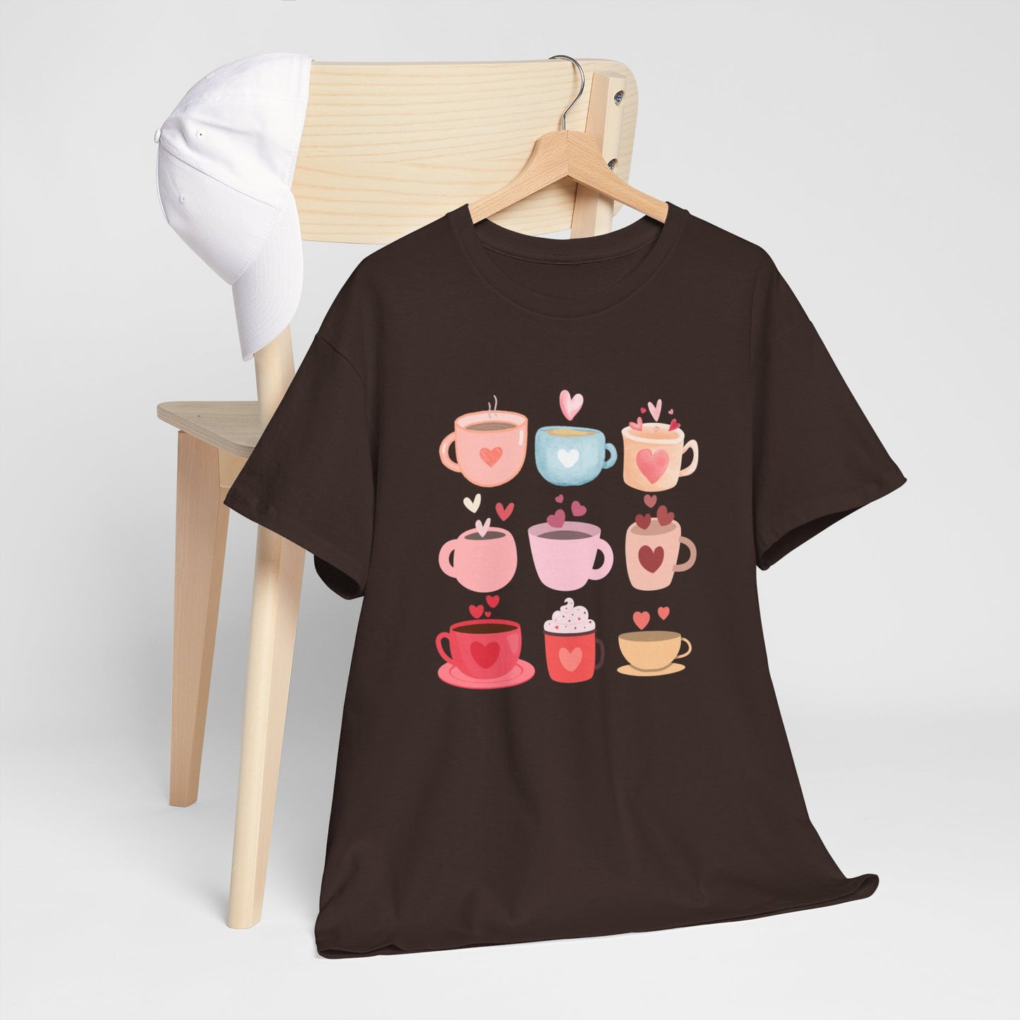 Best Unisex Coffee T-Shirt "Coffee Mugs Hearts"