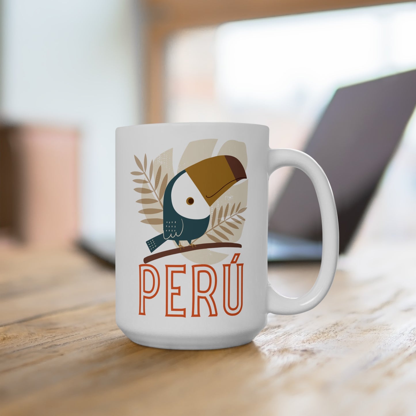 Best Peruvian Ceramic Coffee Mug, (11oz, 15oz) "Peruvian Jungle"