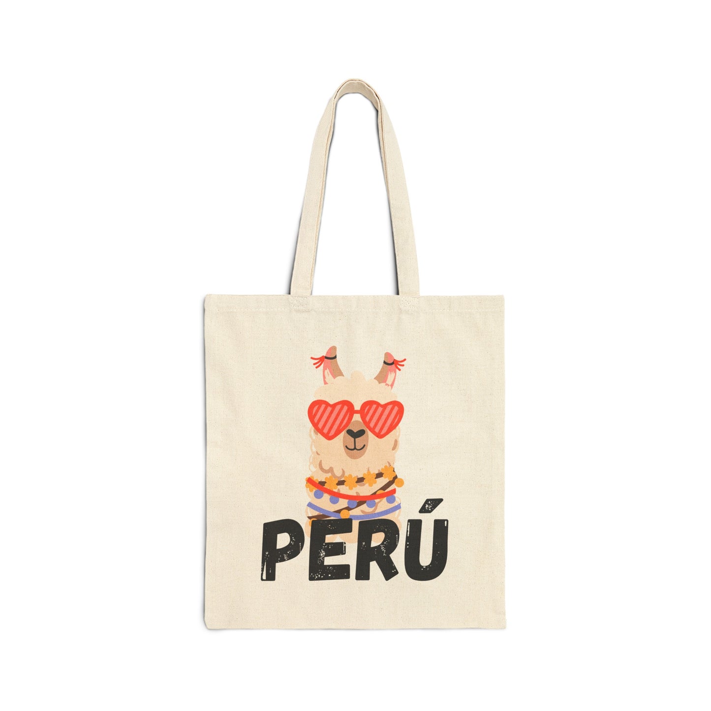 Peruvian Cotton Canvas Tote Bag "Llama Heart"