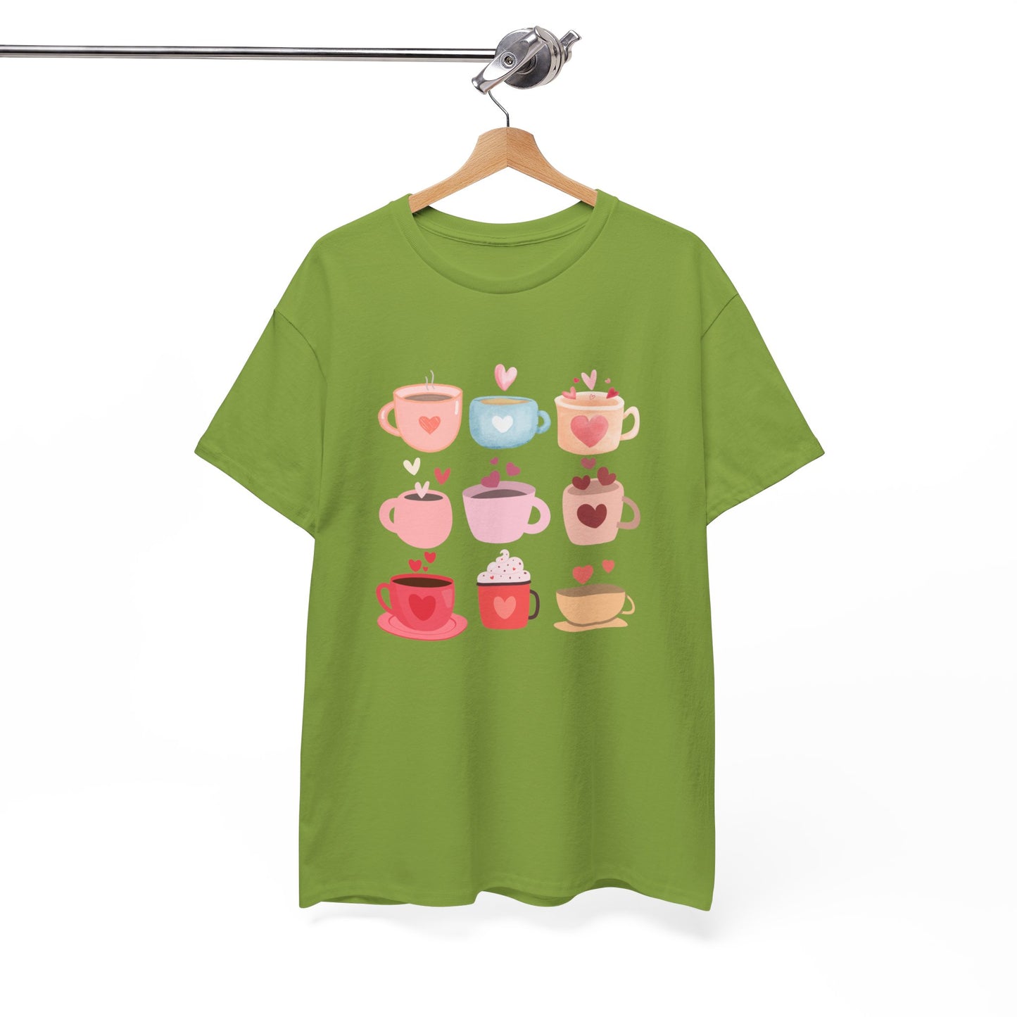 Best Unisex Coffee T-Shirt "Coffee Mugs Hearts"