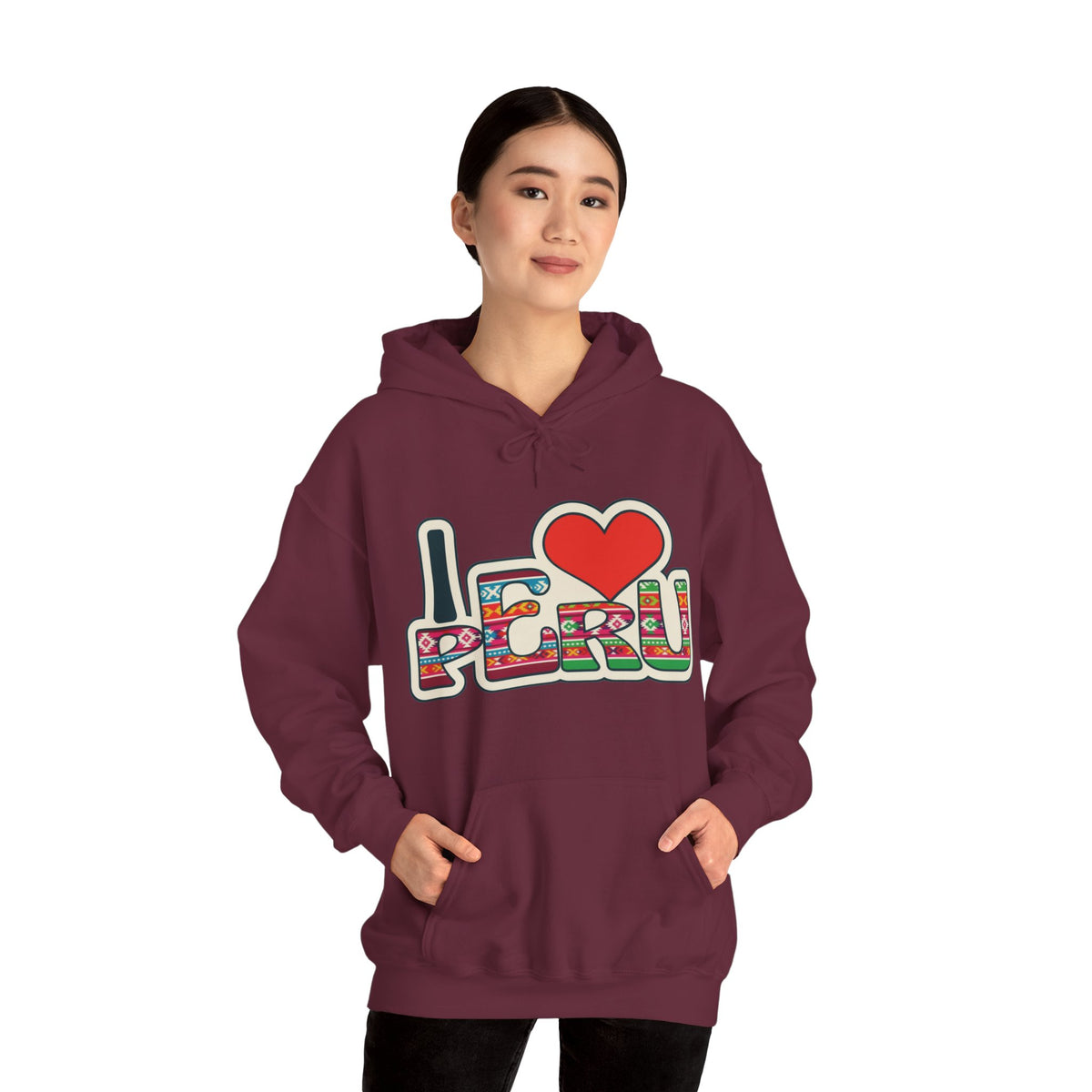 Best I Love Peru Hoodie - Colorful Andean Textile Gift
