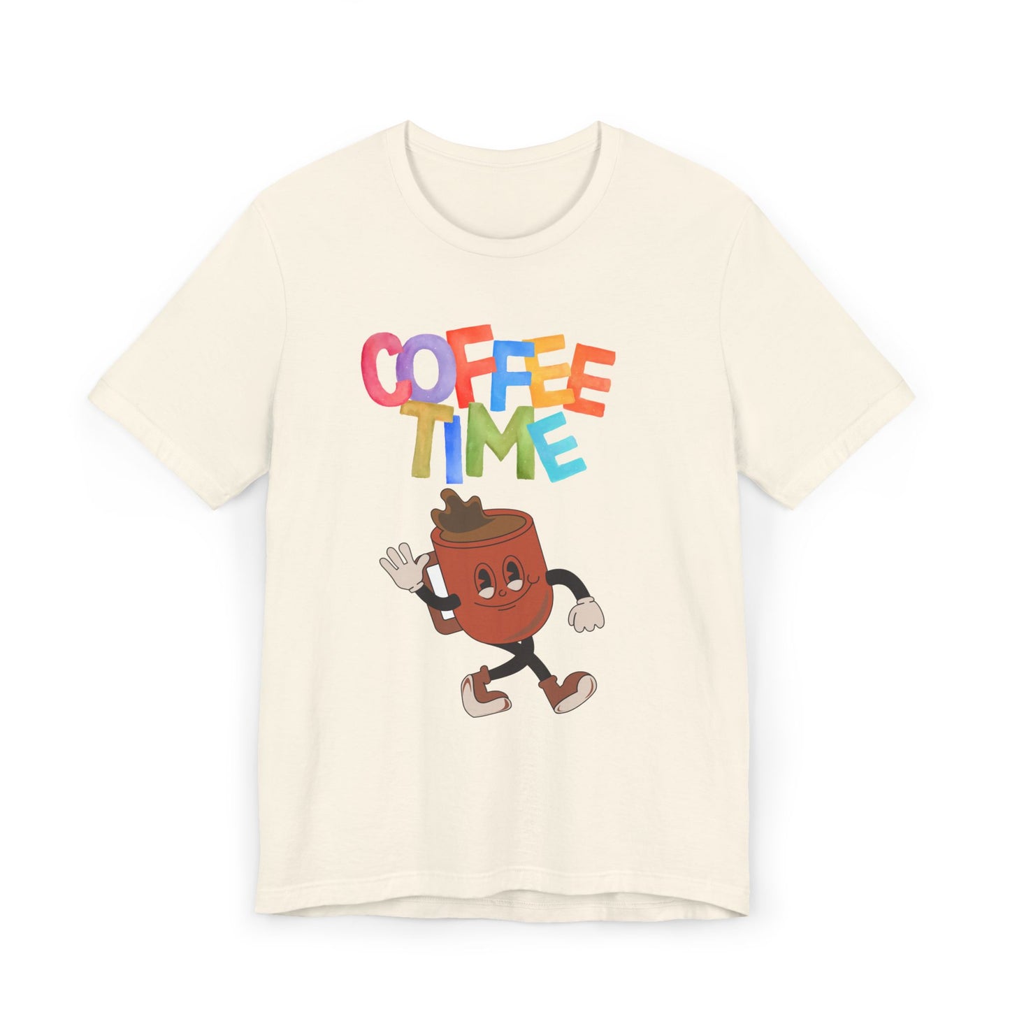 Coffee Time Retro T-Shirt – Fun Cartoon Coffee Cup Graphic Tee for Coffee Lovers (USA Only)