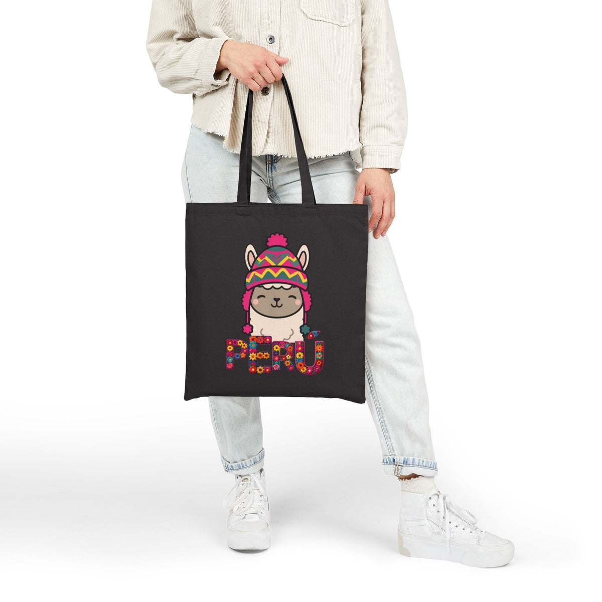 Best Peru Llama Chullo Canvas Tote Bag