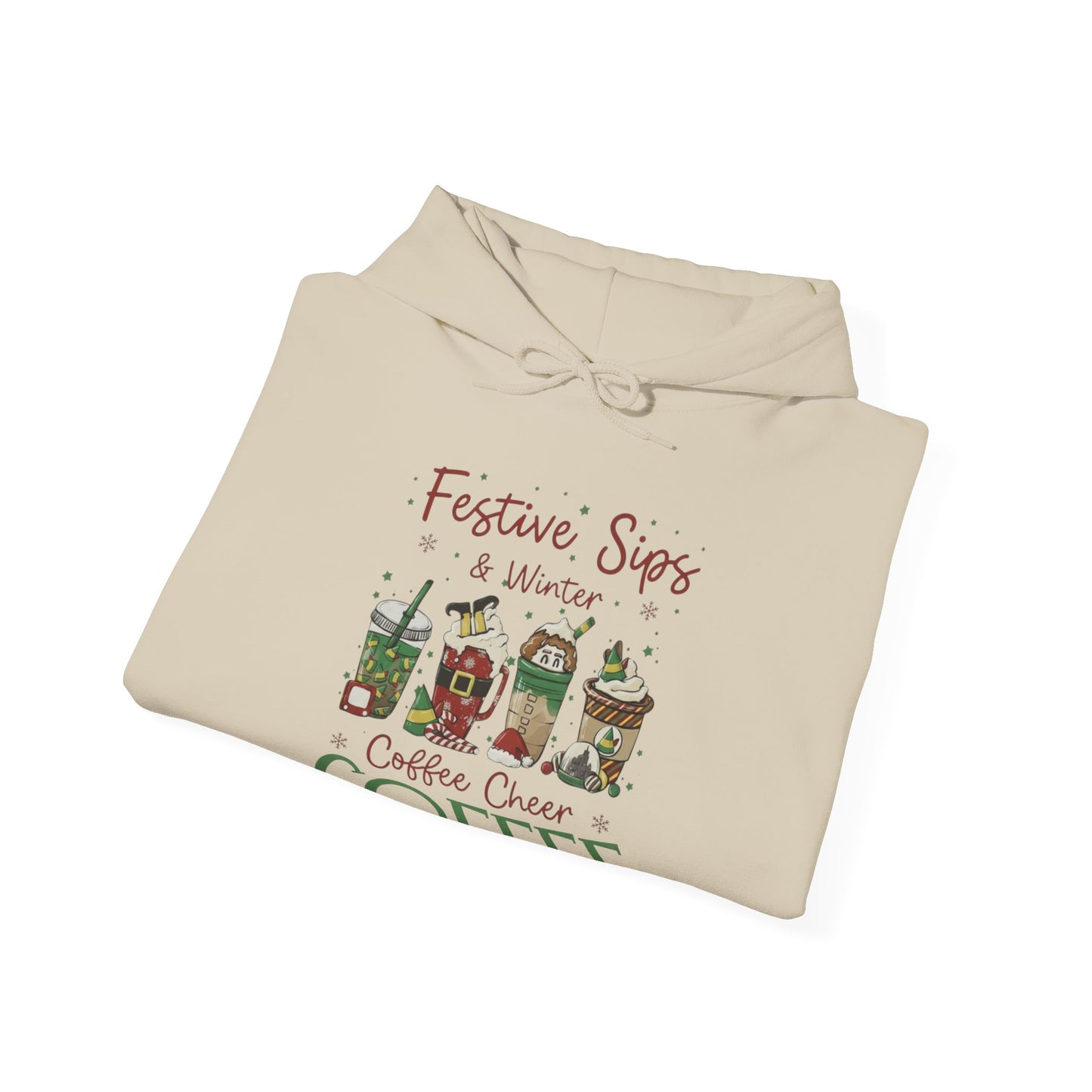 Festive Sips & Winter Coffee Cheer Hoodie USA ❄️☕ – Unisex Holiday Coffee Hoodie