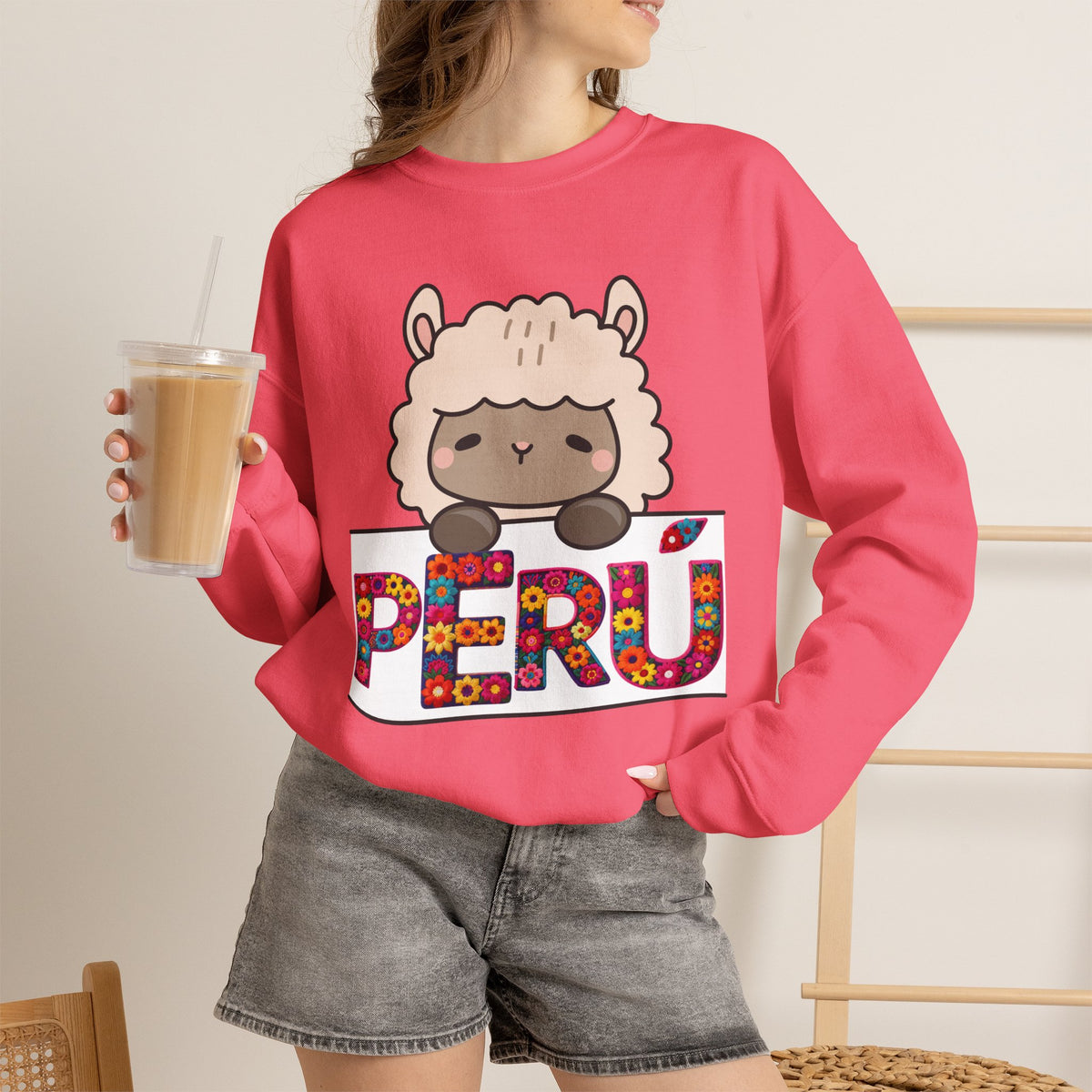 Best Peru Floral Llama Sweatshirt - Crewneck