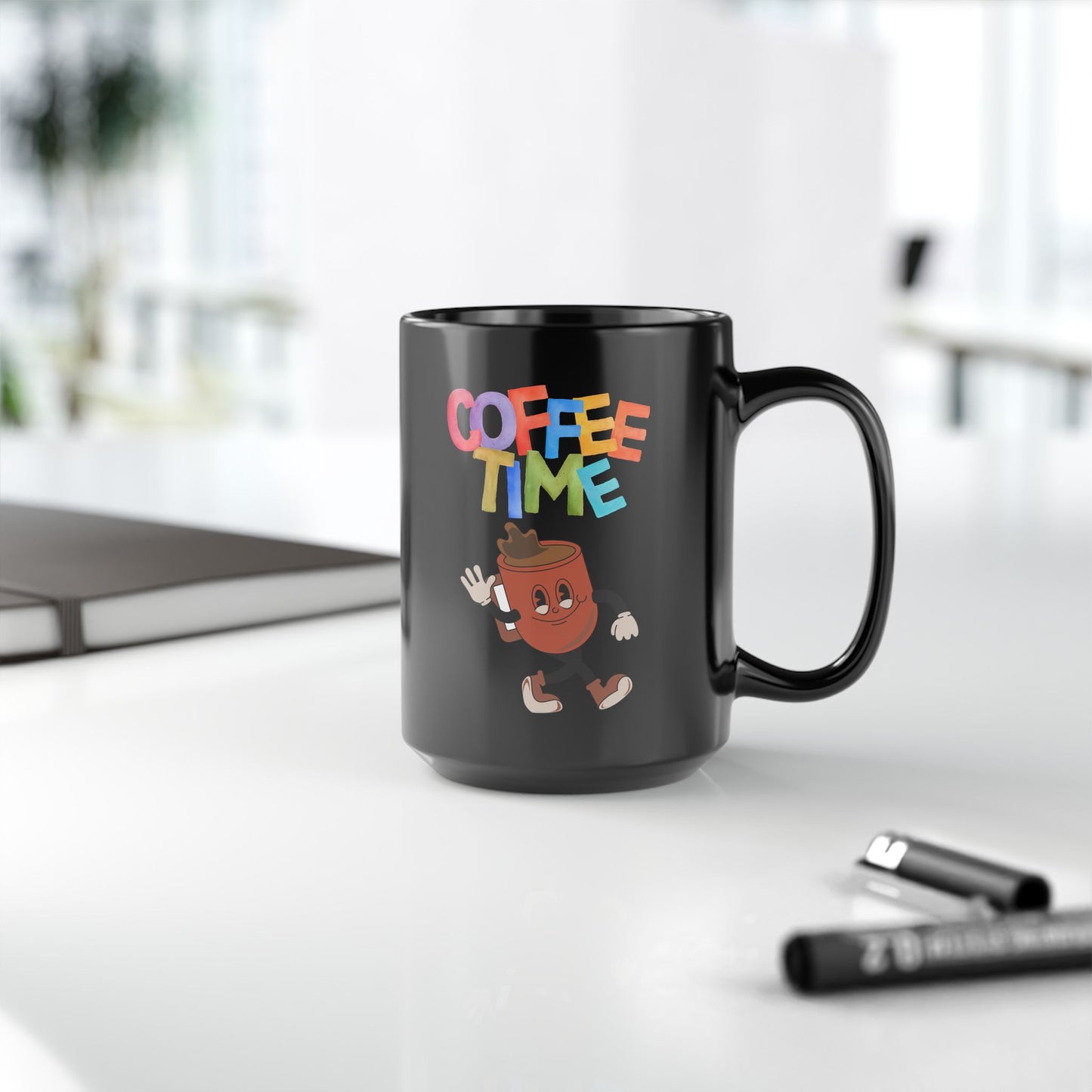 Best Black Coffee Mug with Cheerful Coffee Companion: Midnight Mocha Meetup