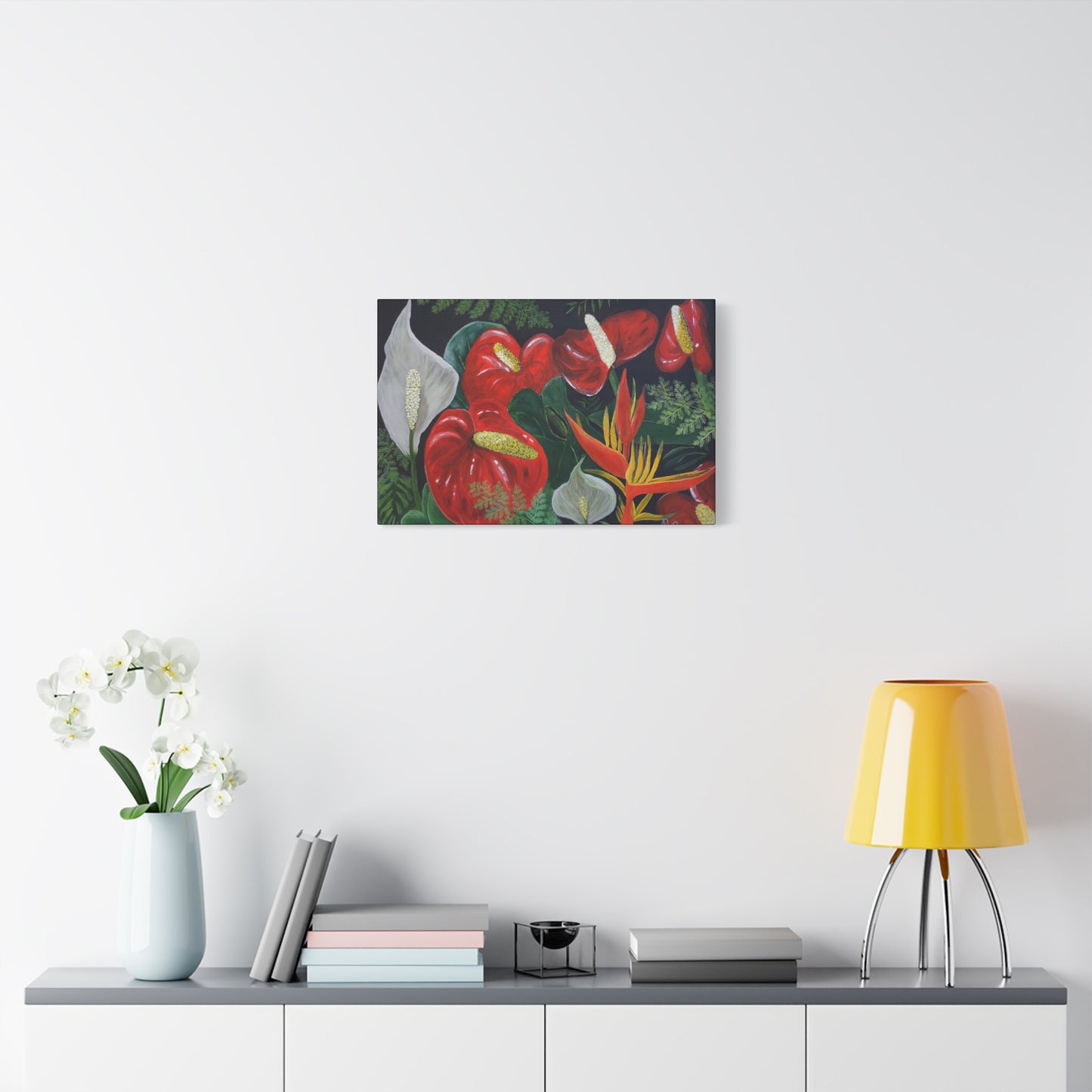 Red Anthuriums & Bird of Paradise — Canvas Print