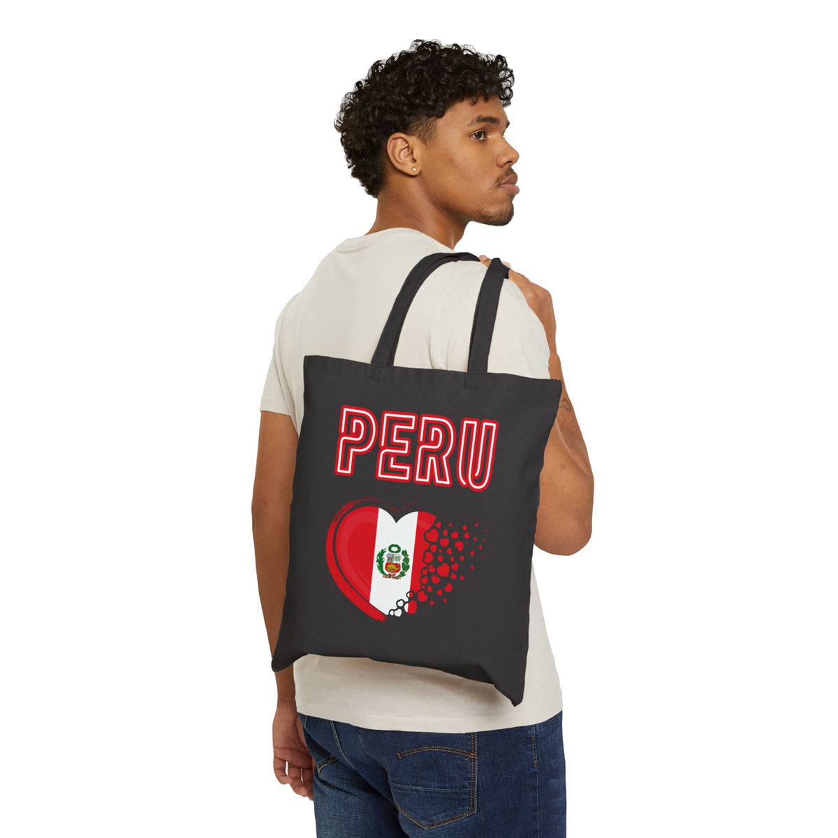 Best Peru Heart Flag Canvas Tote Bag