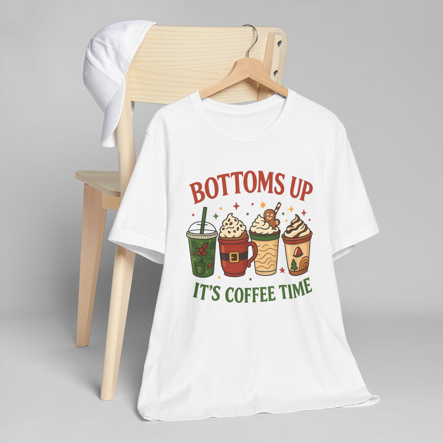 ☕ Bottoms Up It’s Coffee Time Unisex T-Shirt USA | Coffee Lovers Tee