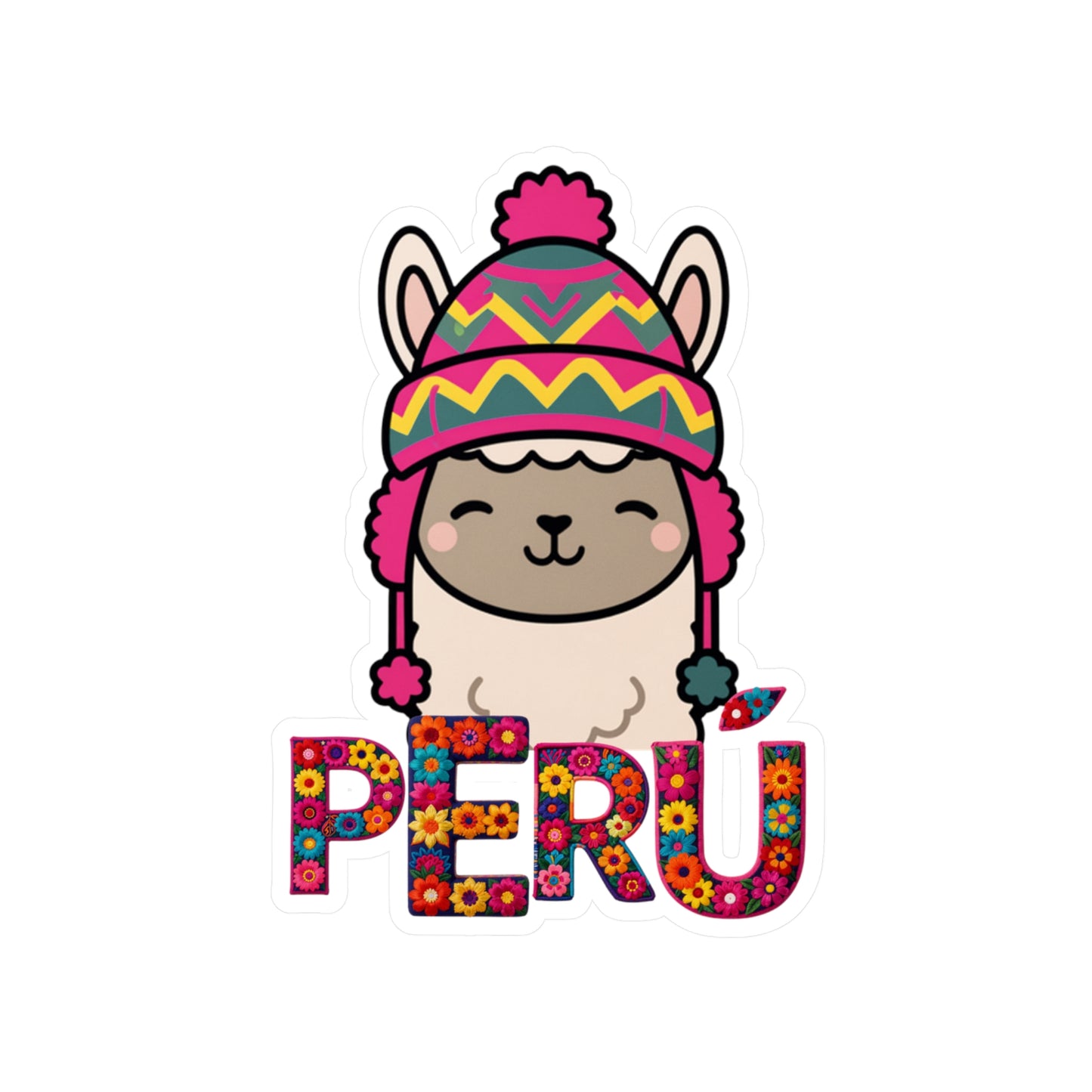 Best Peru Chullo Llama Sticker USA Waterproof Vinyl Decal
