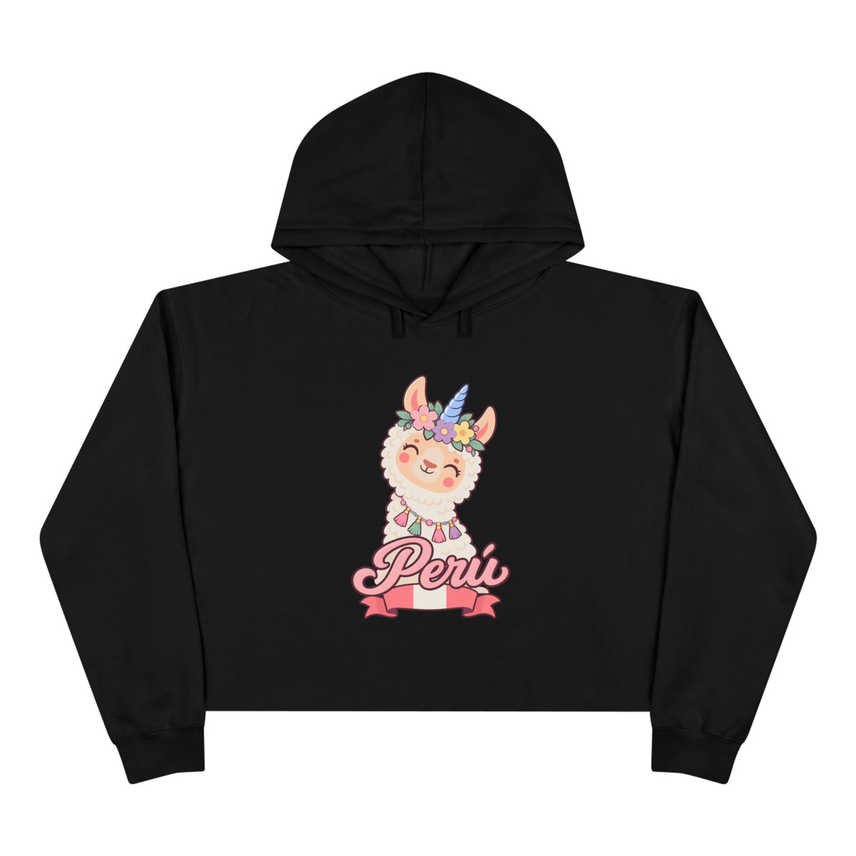 Best Unicorn Llama Peru Crop Hoodie - Cute Llamacorn Gift