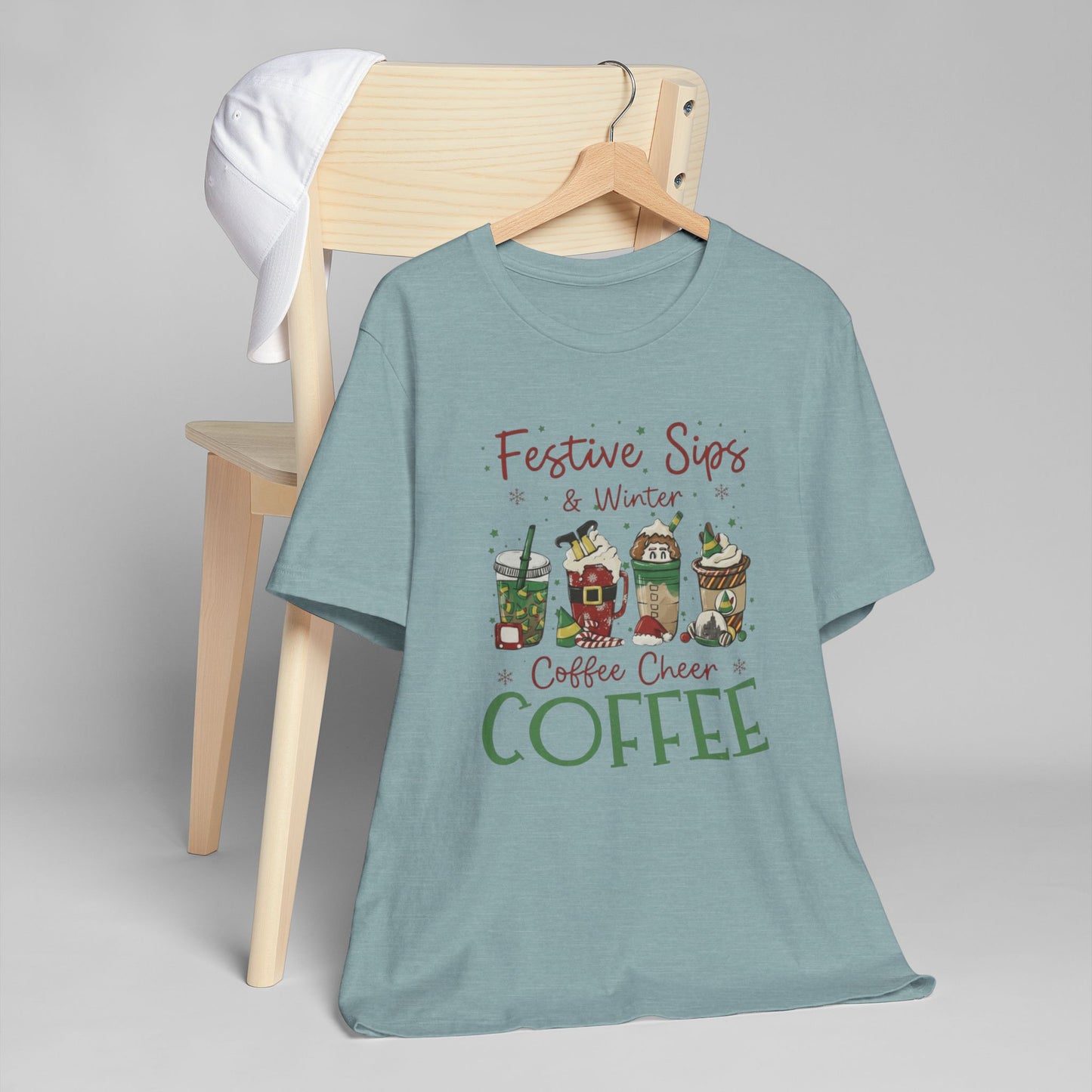 ❄️☕ Festive Sips & Winter Coffee Cheer T-Shirt USA | Holiday Coffee Tee