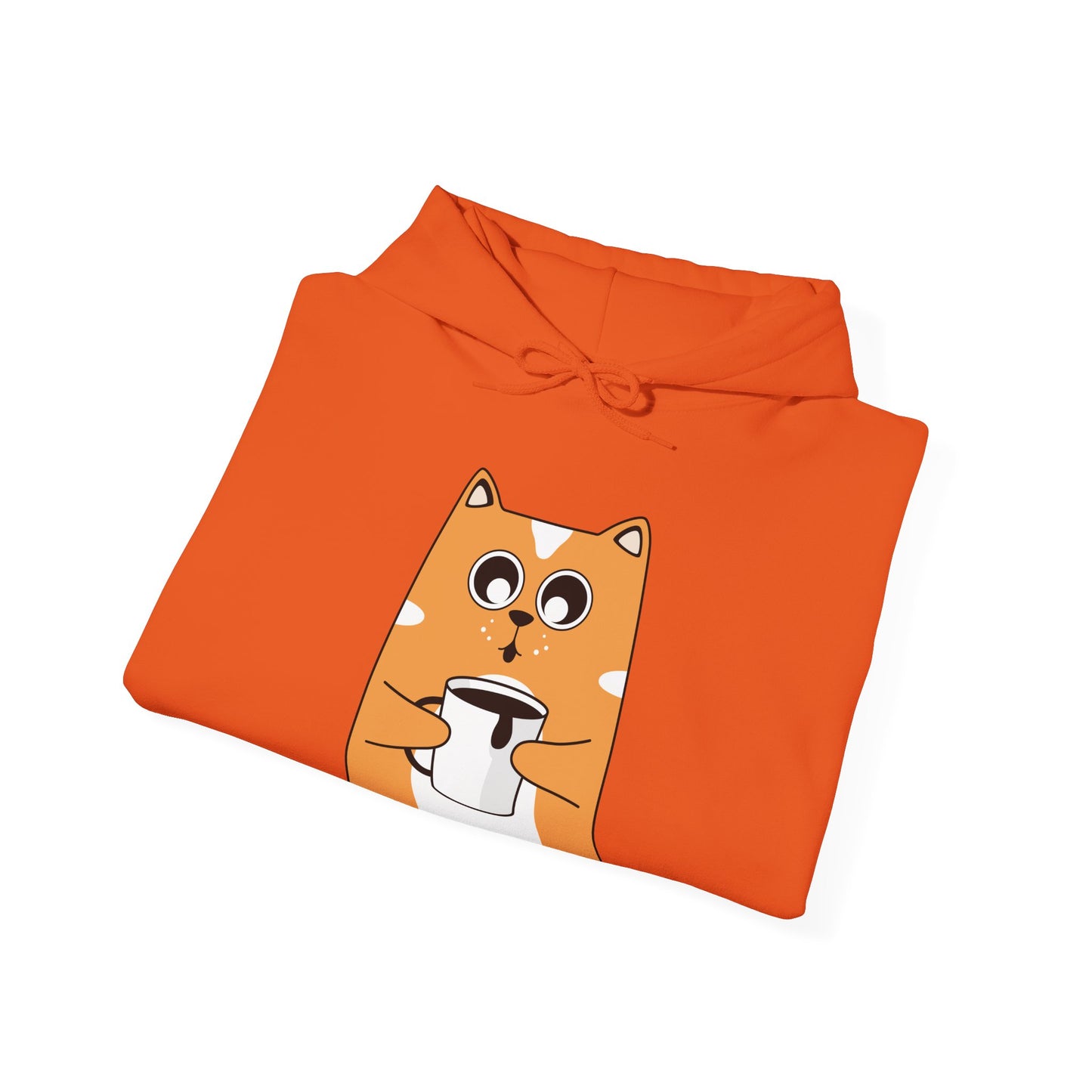 Coffee Cat Hug Hoodie (Unisex) – Cute Orange Cat with Coffee Cup Graphic Hoodie (USA Only)