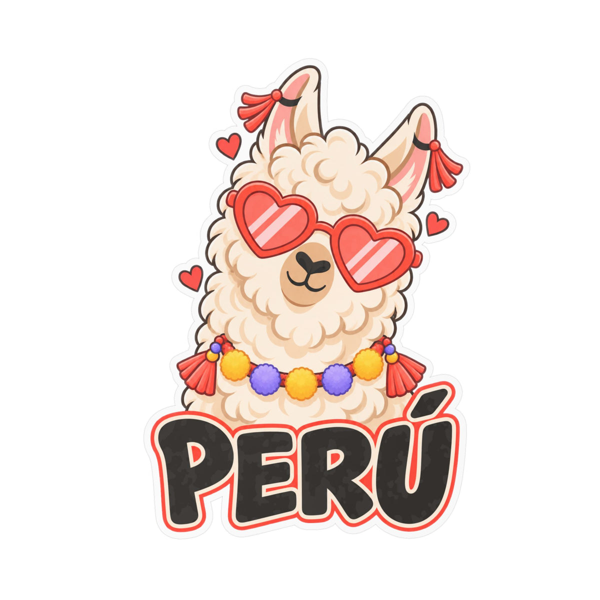 Best Cool Llama Peru Sticker - Heart Sunglasses Llama Decal
