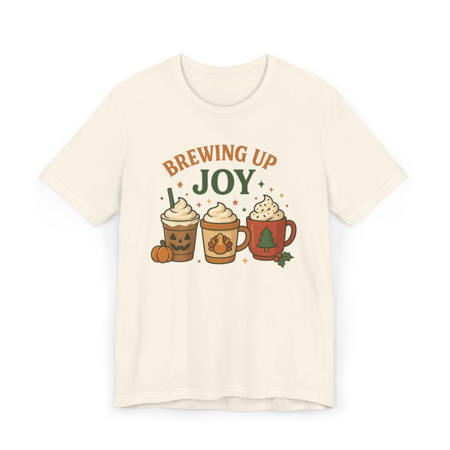 🎃🦃🎄 Brewing Up Joy Unisex T-Shirt USA | Holiday Coffee Tee