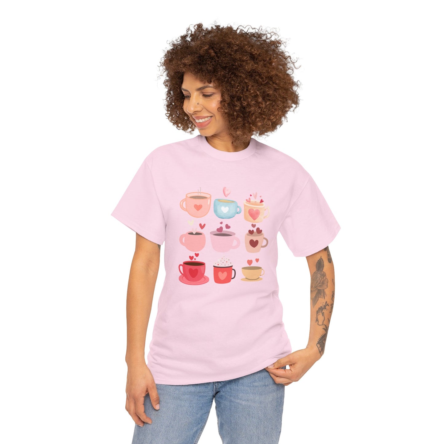 Best Unisex Coffee T-Shirt "Coffee Mugs Hearts"