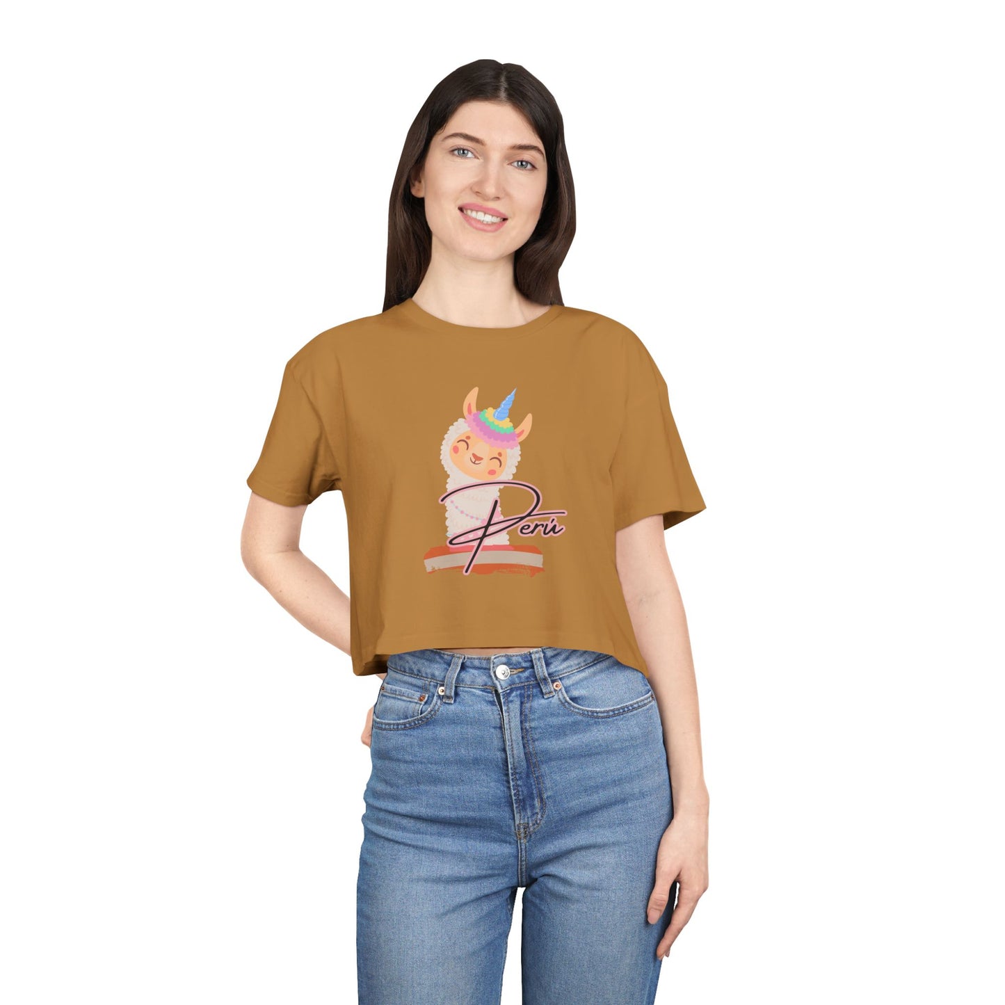 Best Peru Llama Unicorn Crop Top | Peruvian Gift USA