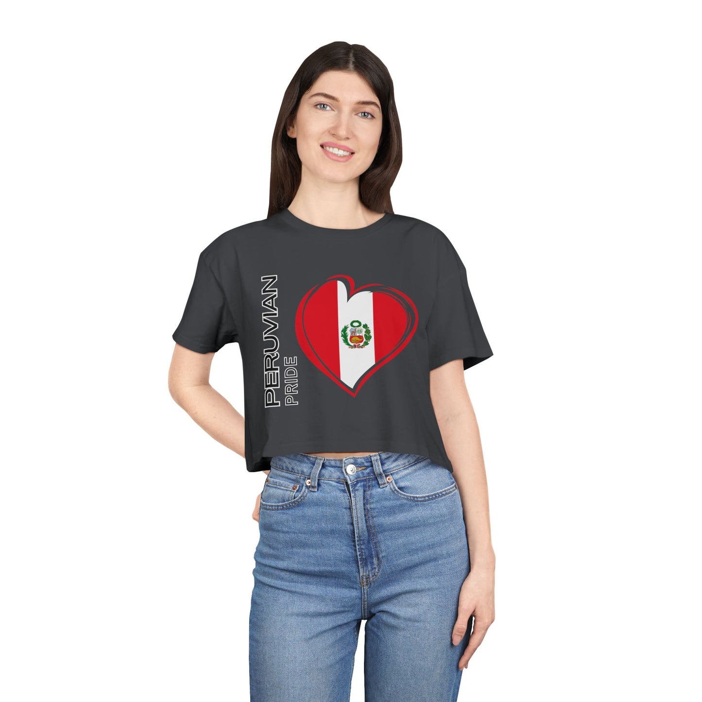 Best Peruvian Pride Crop Top | Peru Flag Heart | Gift USA