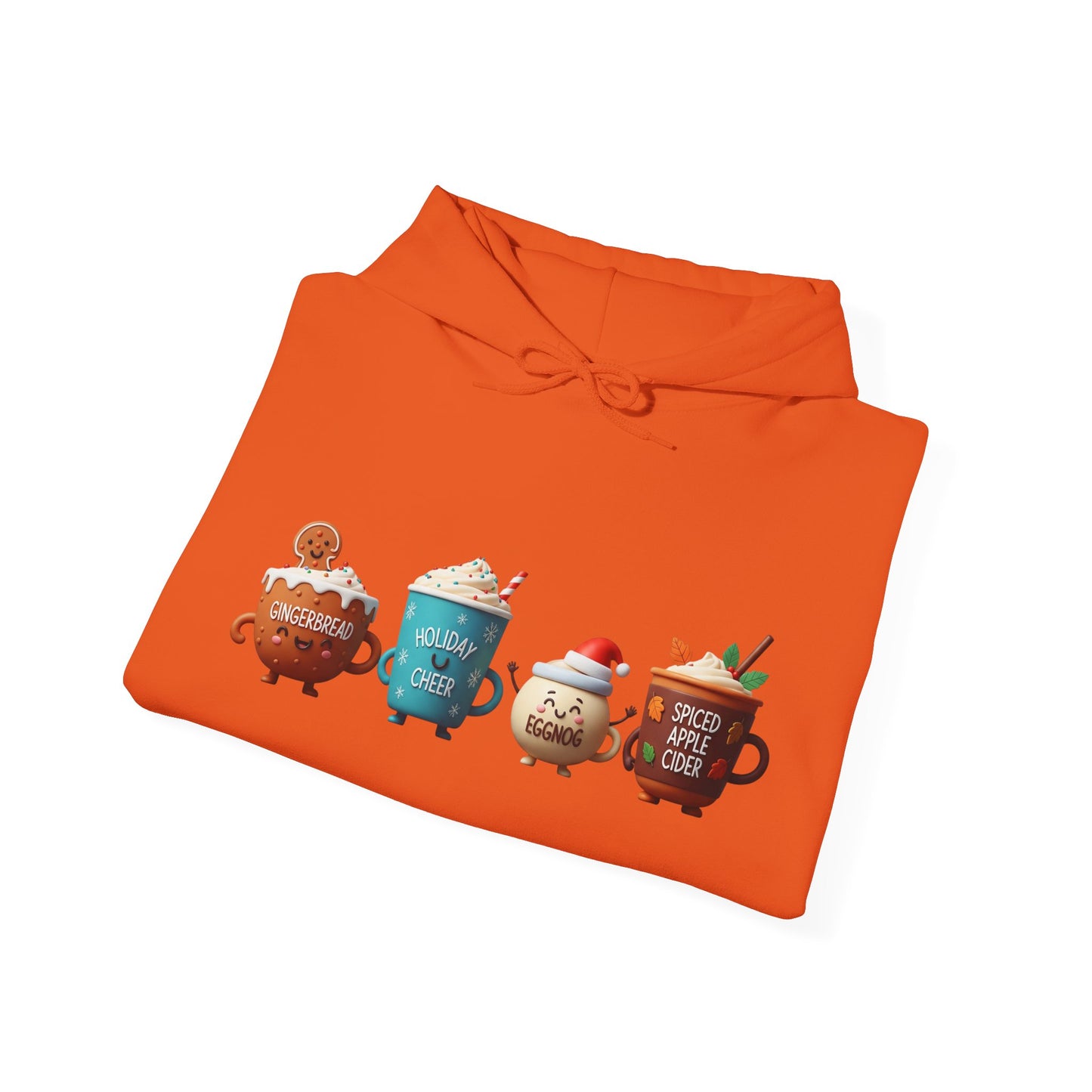 Holiday Drinks Hoodie USA 🎄☕ – Unisex Hoodie with Gingerbread, Eggnog & Cider
