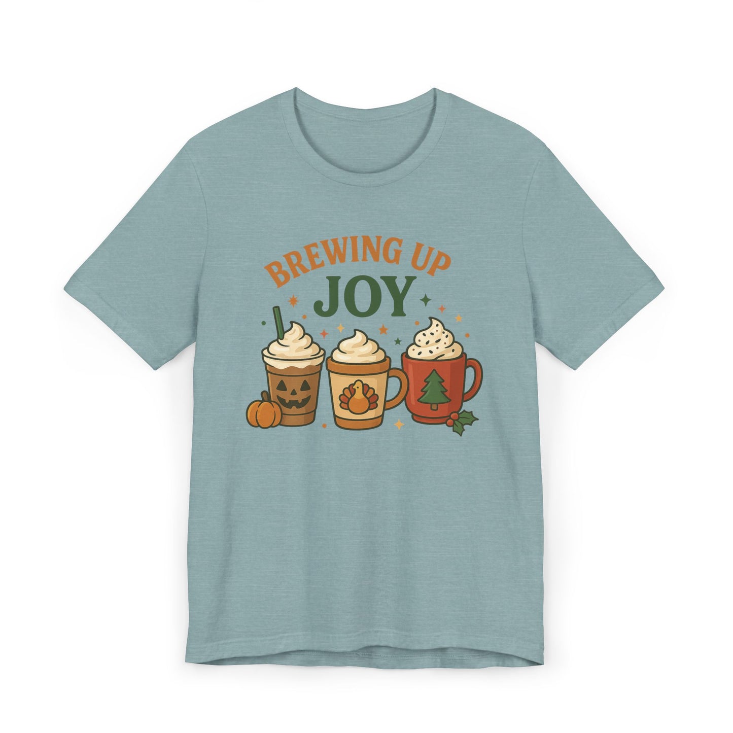 🎃🦃🎄 Brewing Up Joy Unisex T-Shirt USA | Holiday Coffee Tee