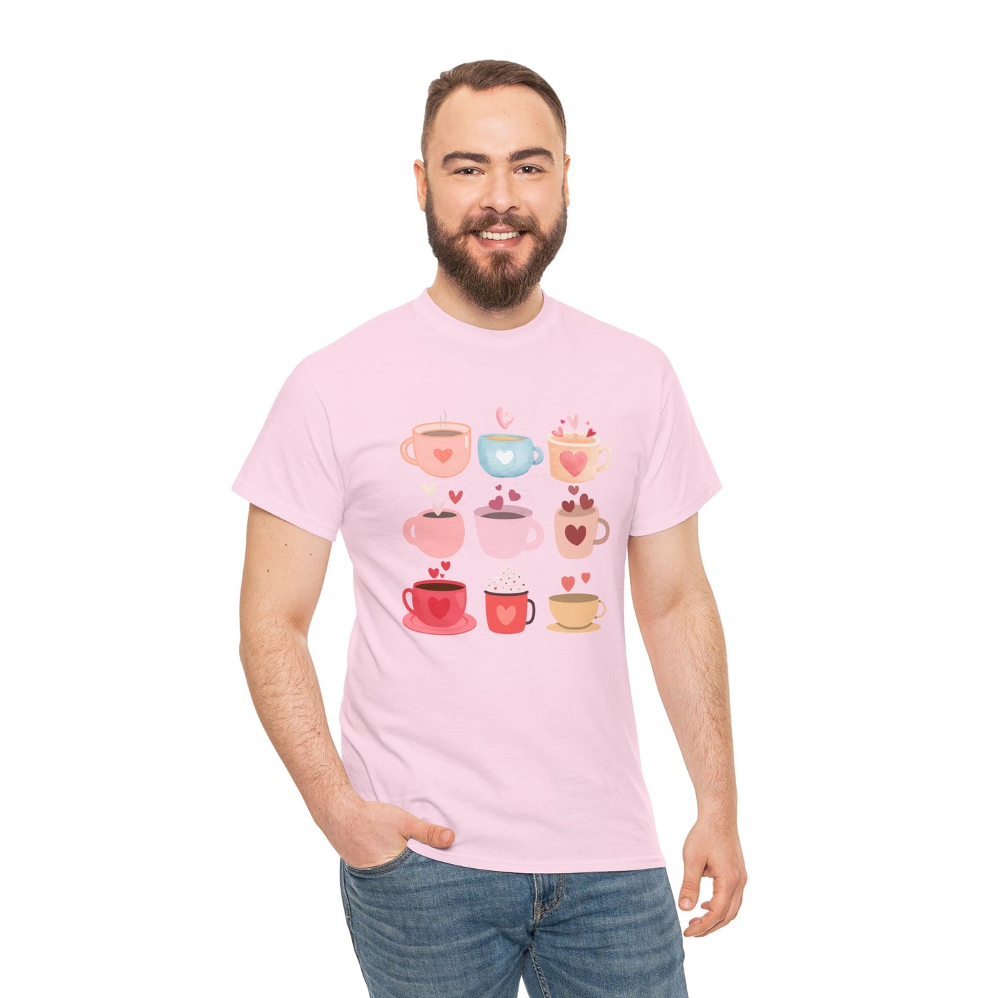 Best Unisex Coffee T-Shirt "Coffee Mugs Hearts"