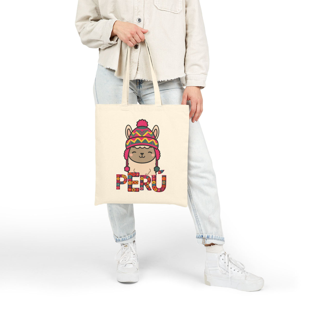 Best Peru Llama Chullo Canvas Tote Bag