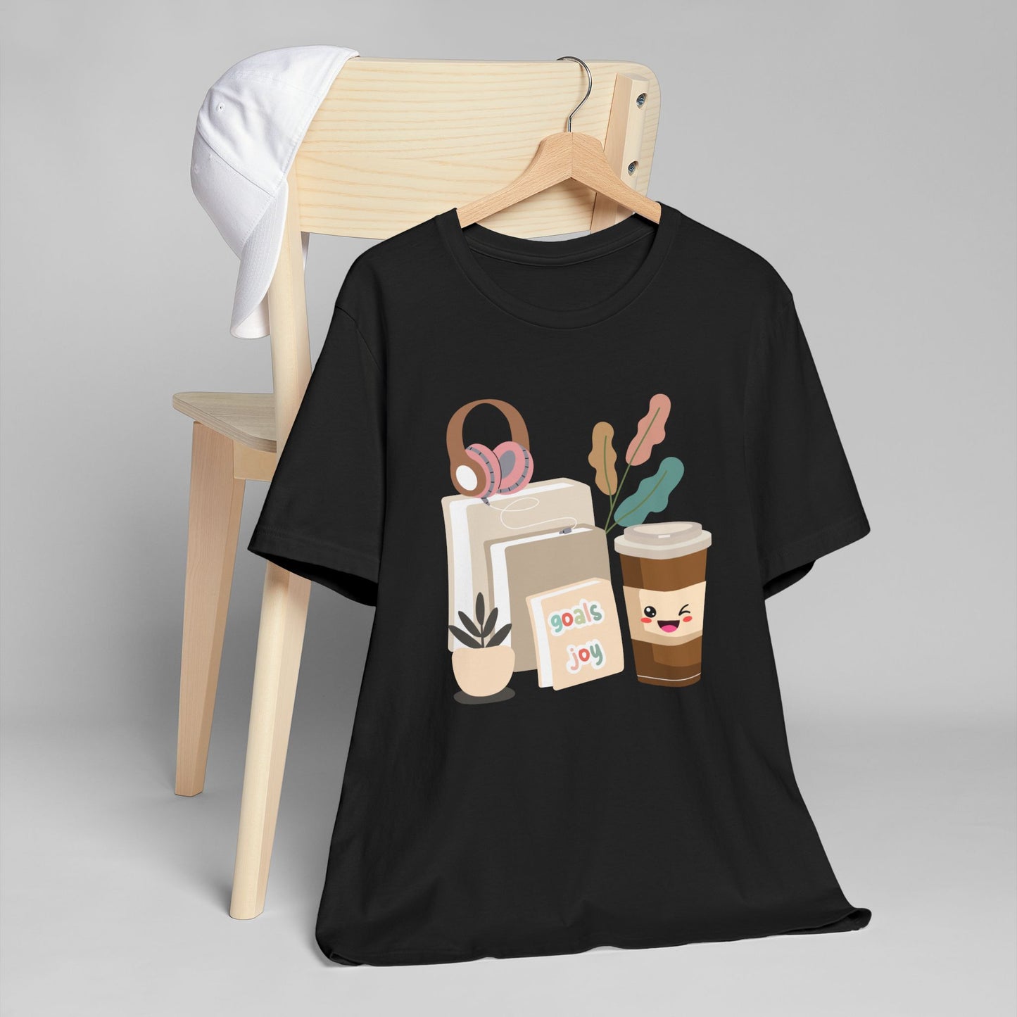Goals & Joy Coffee T-Shirt – Cute Motivational Graphic Tee for Coffee Lovers (USA Only)