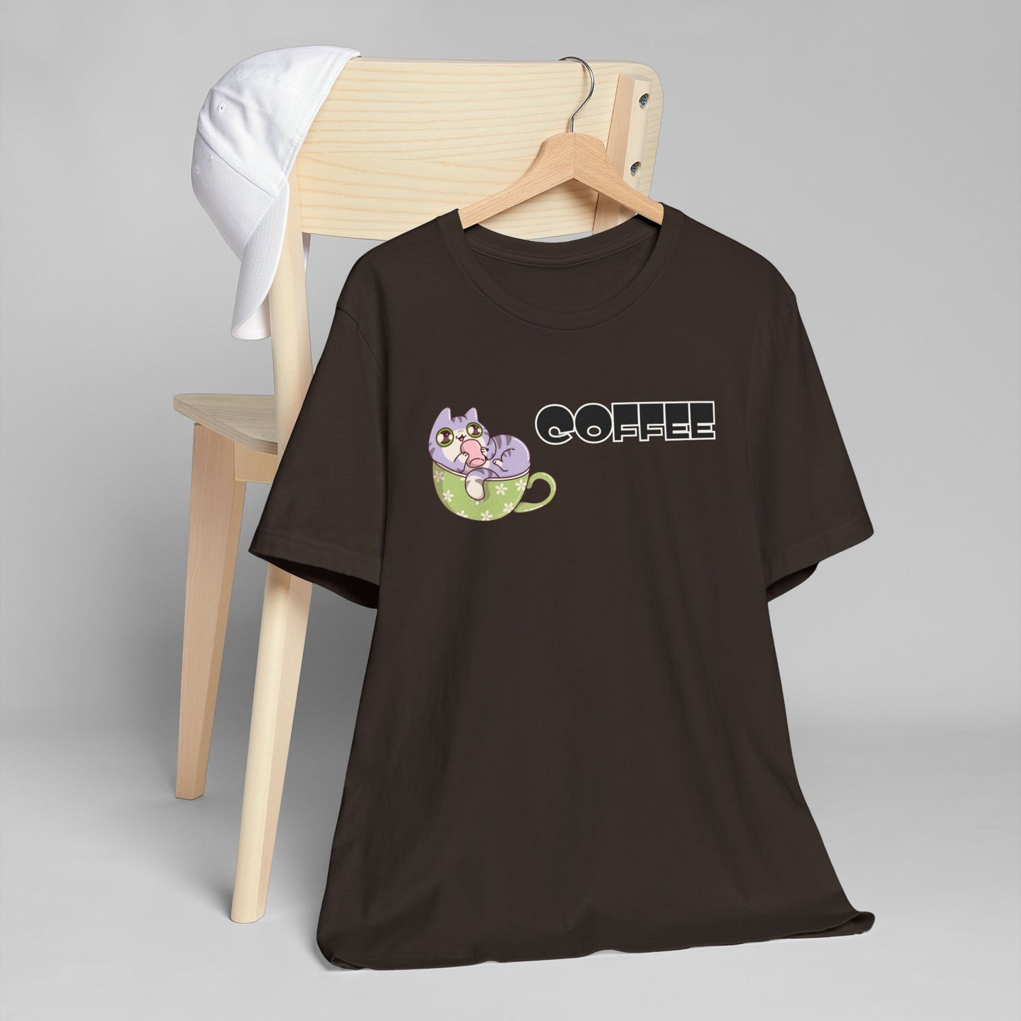 Coffee Cat Unisex Jersey T-Shirt – Playful Graphic Tee (USA Only)