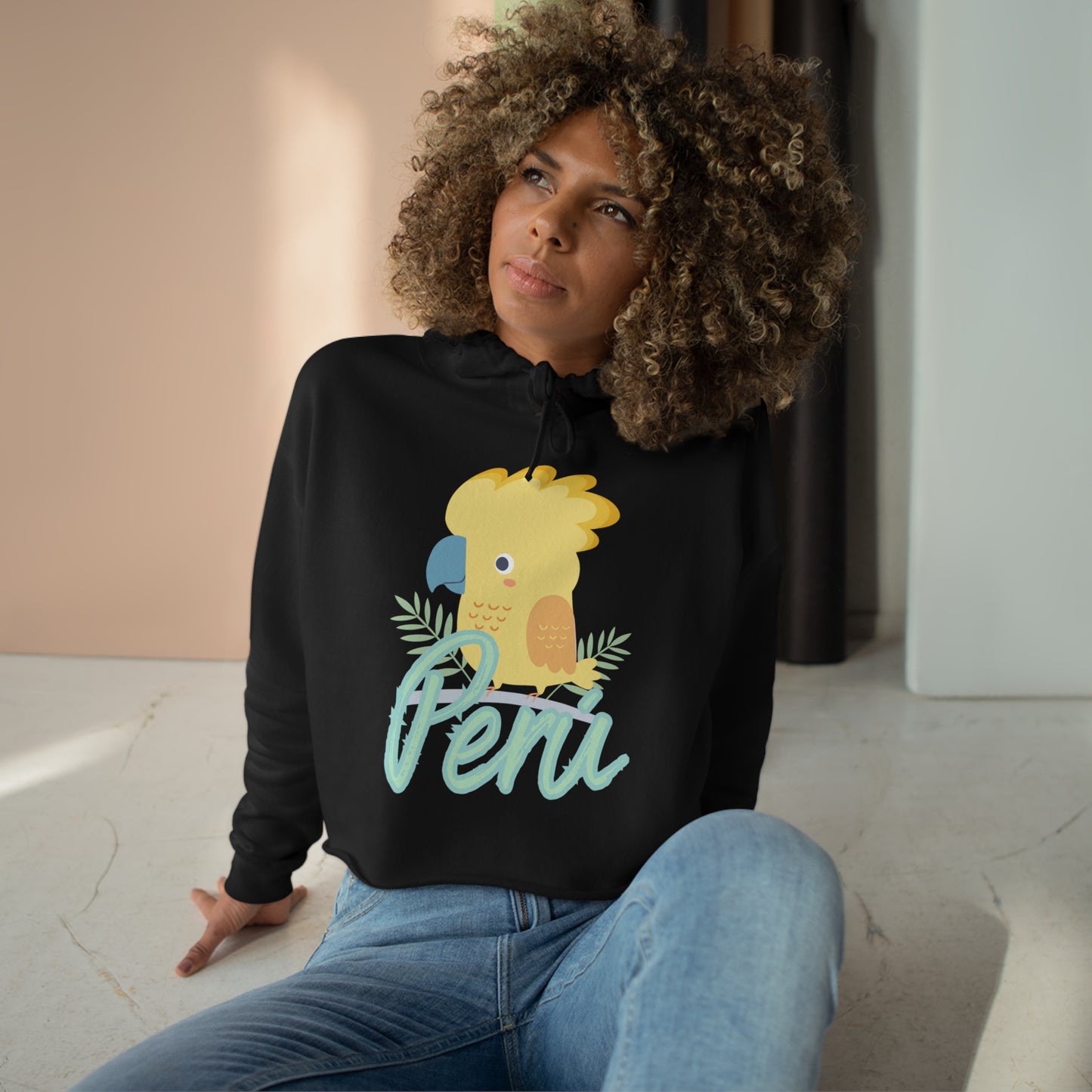 Peruvian Crop Hoodie "Gallito de La Rocas"